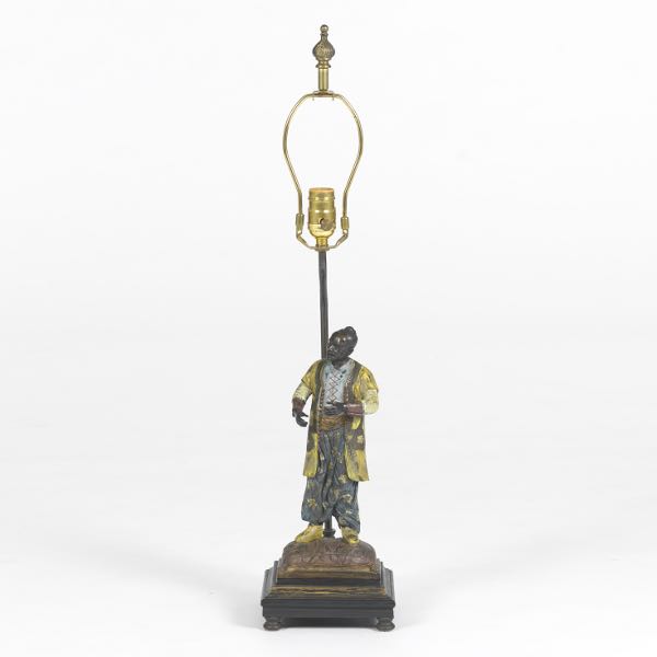 BRONZE ORIENTALIST FIGURAL LAMP 3a6edf