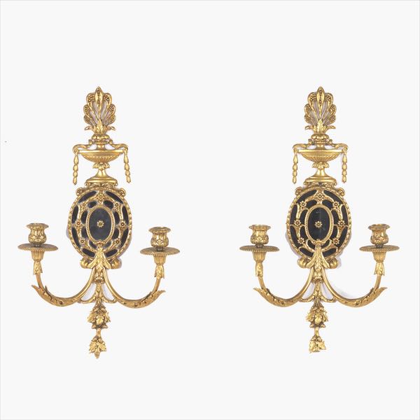PAIR OF TWO ARM CANDLE WALL SCONCES 3a6ef4