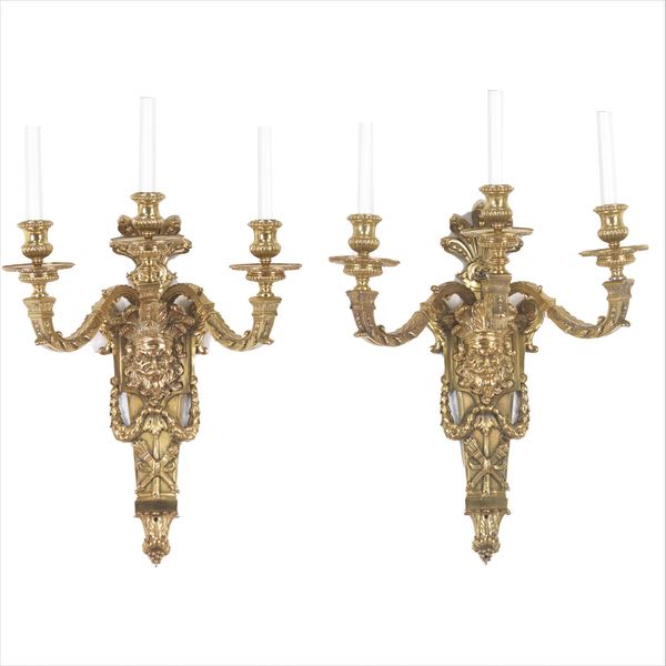 PAIR OF ROMAN REVIVAL BRASS WALL 3a6ef5
