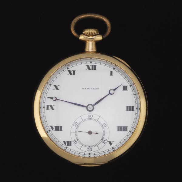 14K HAMILTON OPEN FACE POCKETWATCH 46