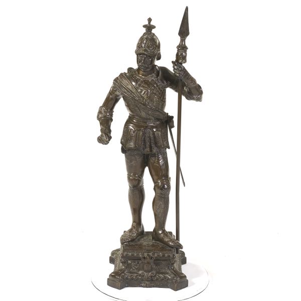 LARGE BRONZE SPANISH COLONIAL KNIGHT 3a706e