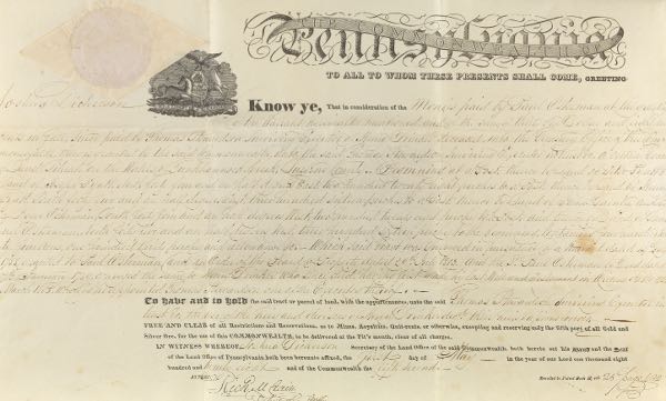 1828 PENNSYLVANIA LAND PATENT 12