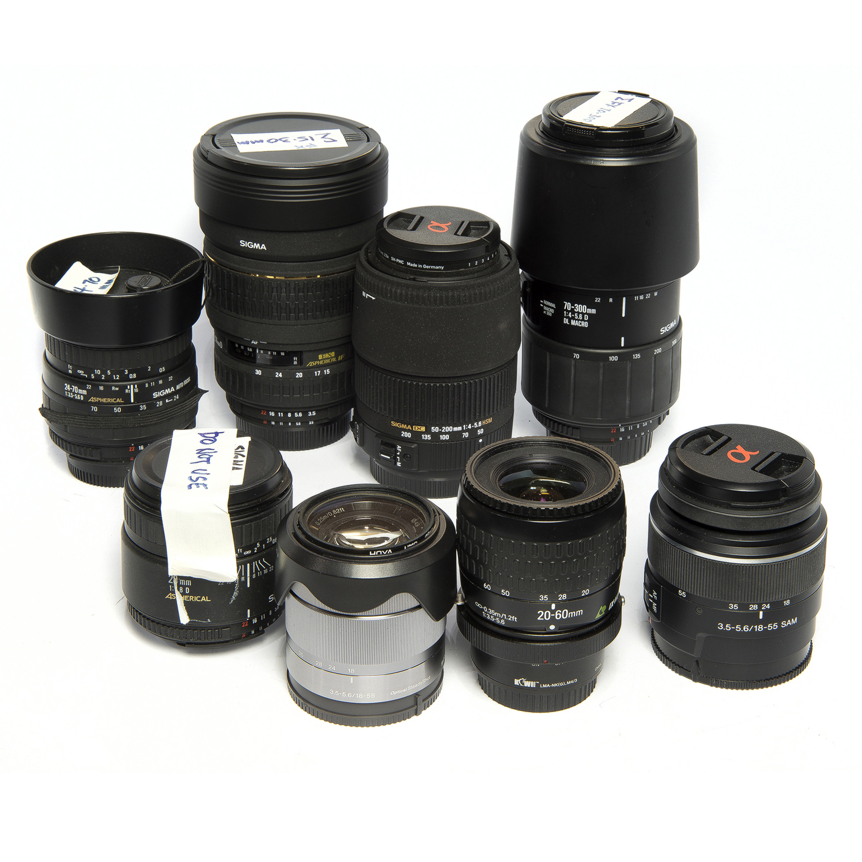 (LOT OF 8) NIKON, SIGMA, AND SONY