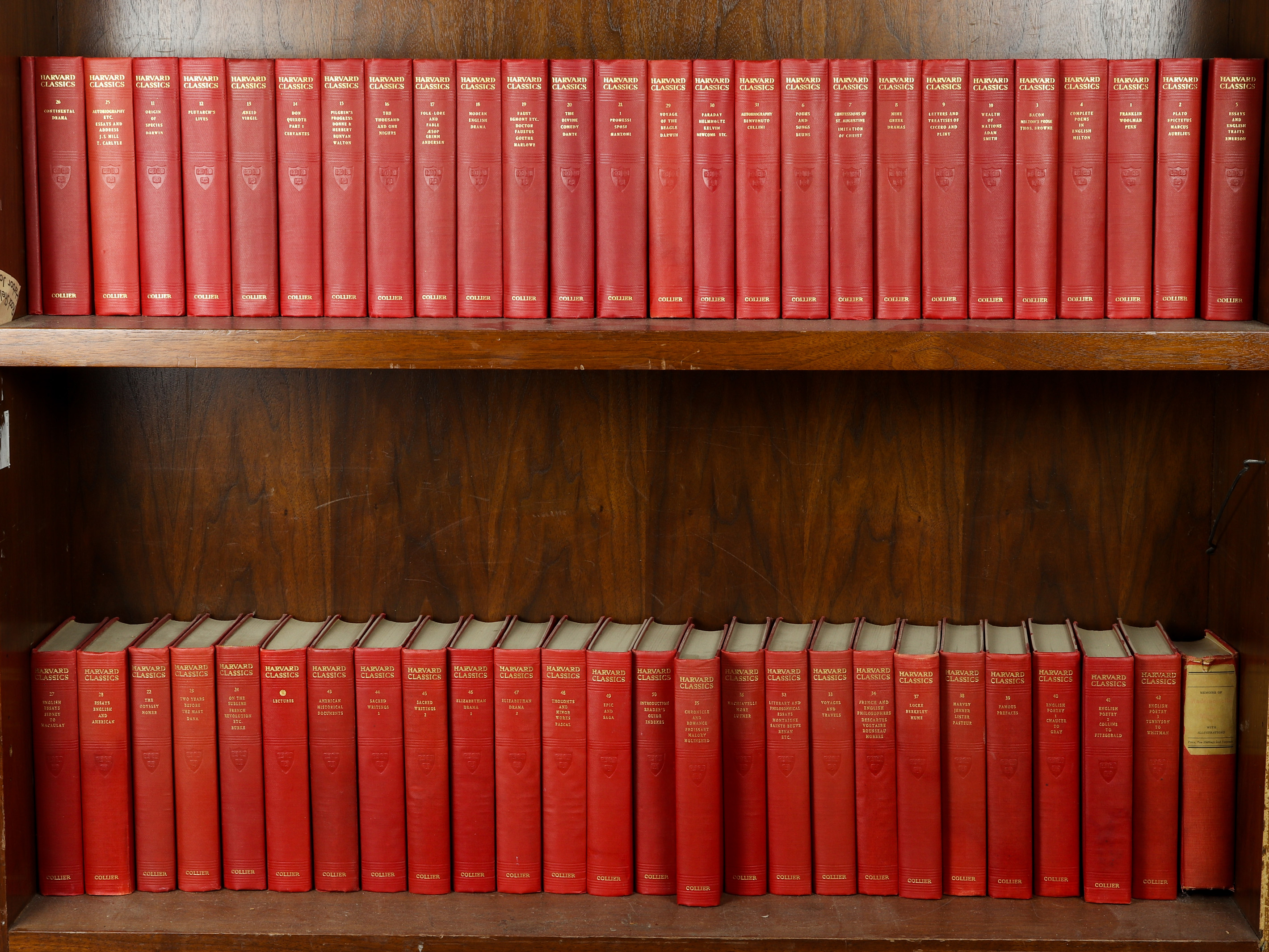 TWO SHELVES OF HARVARD CLASSICS INCLUDING