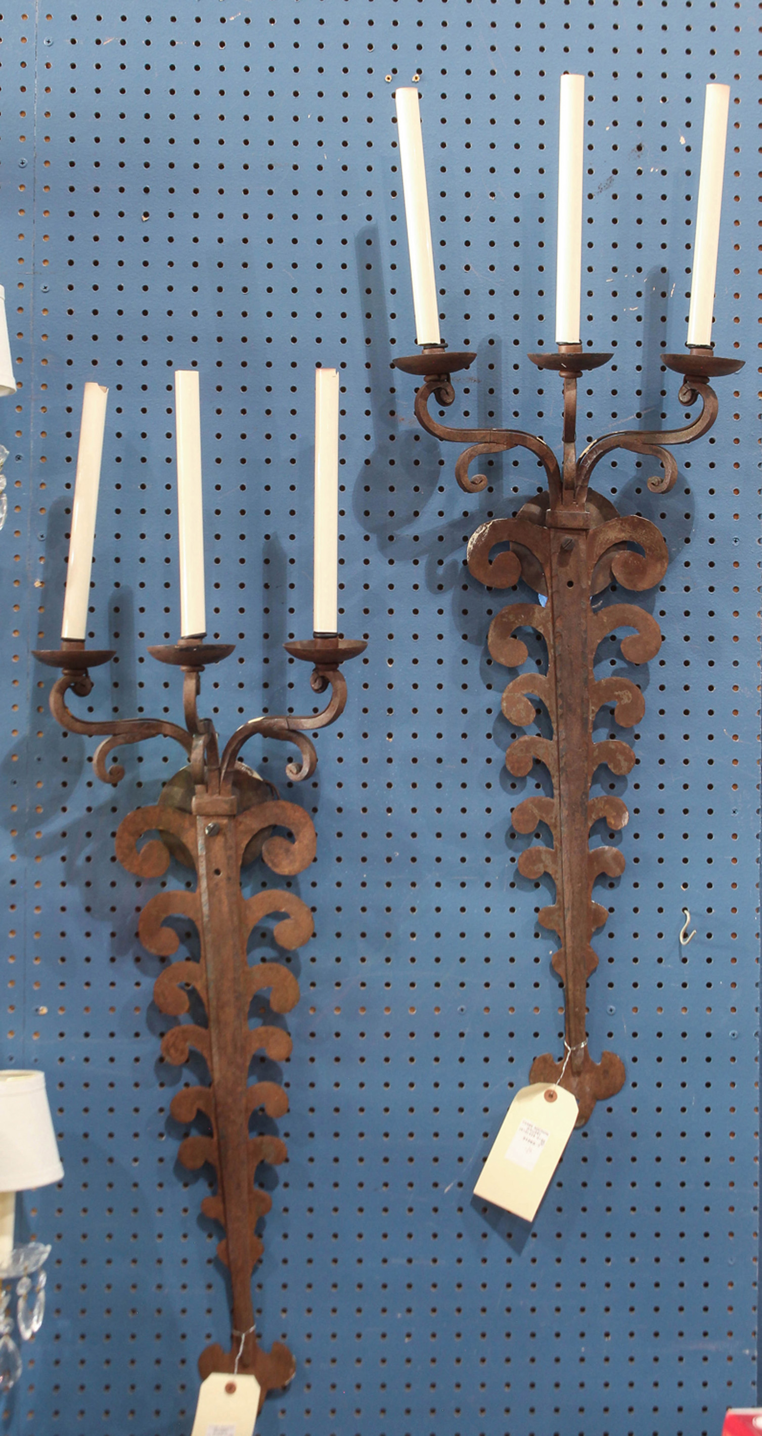 PAIR OF SPANISH REVIVAL WROUGHT