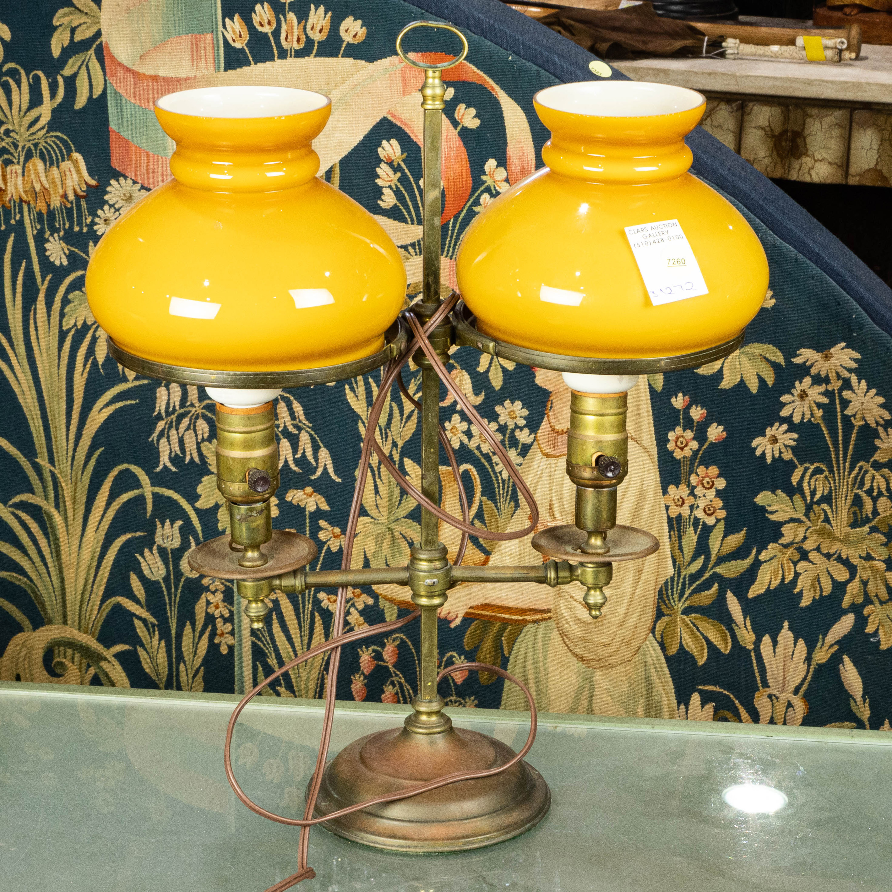 BRASS DOUBLE STUDENT LAMP, WITH