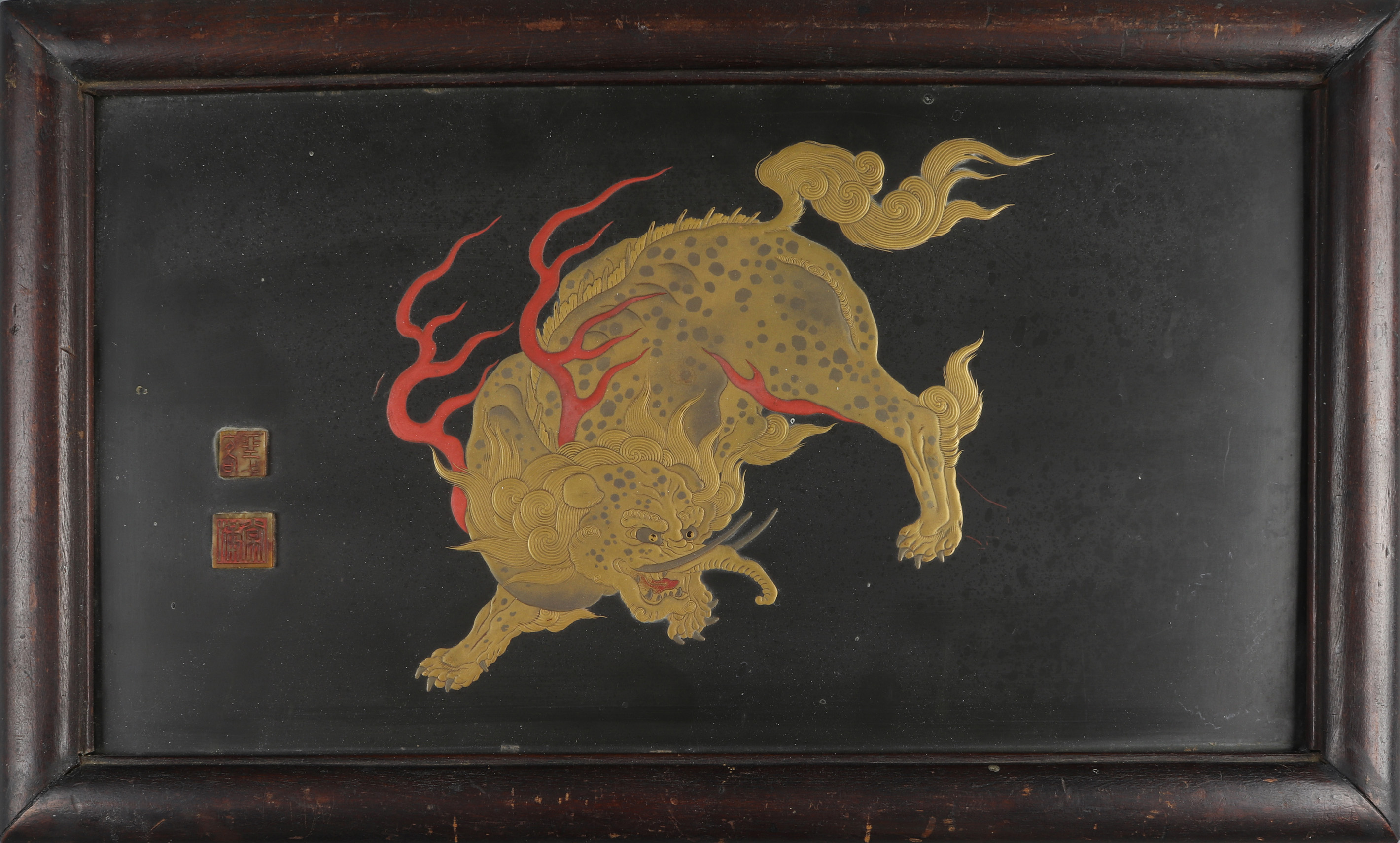 JAPANESE GILT LACQUERED PANEL OF