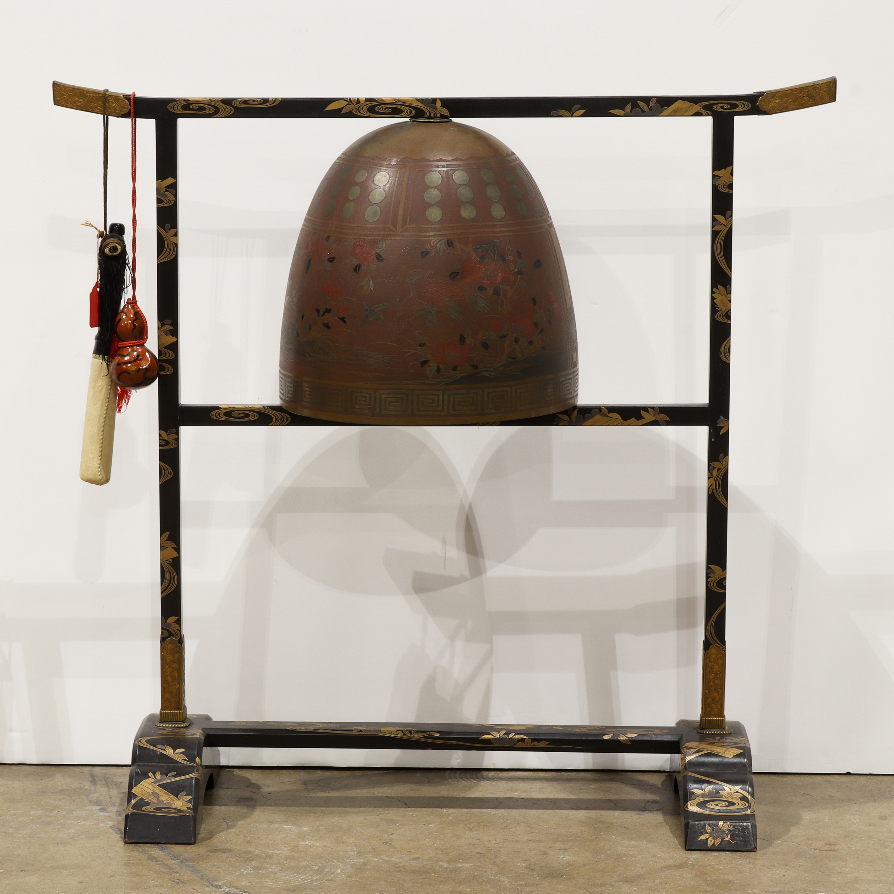 JAPANESE BRONZE BELL AND LACQUERED