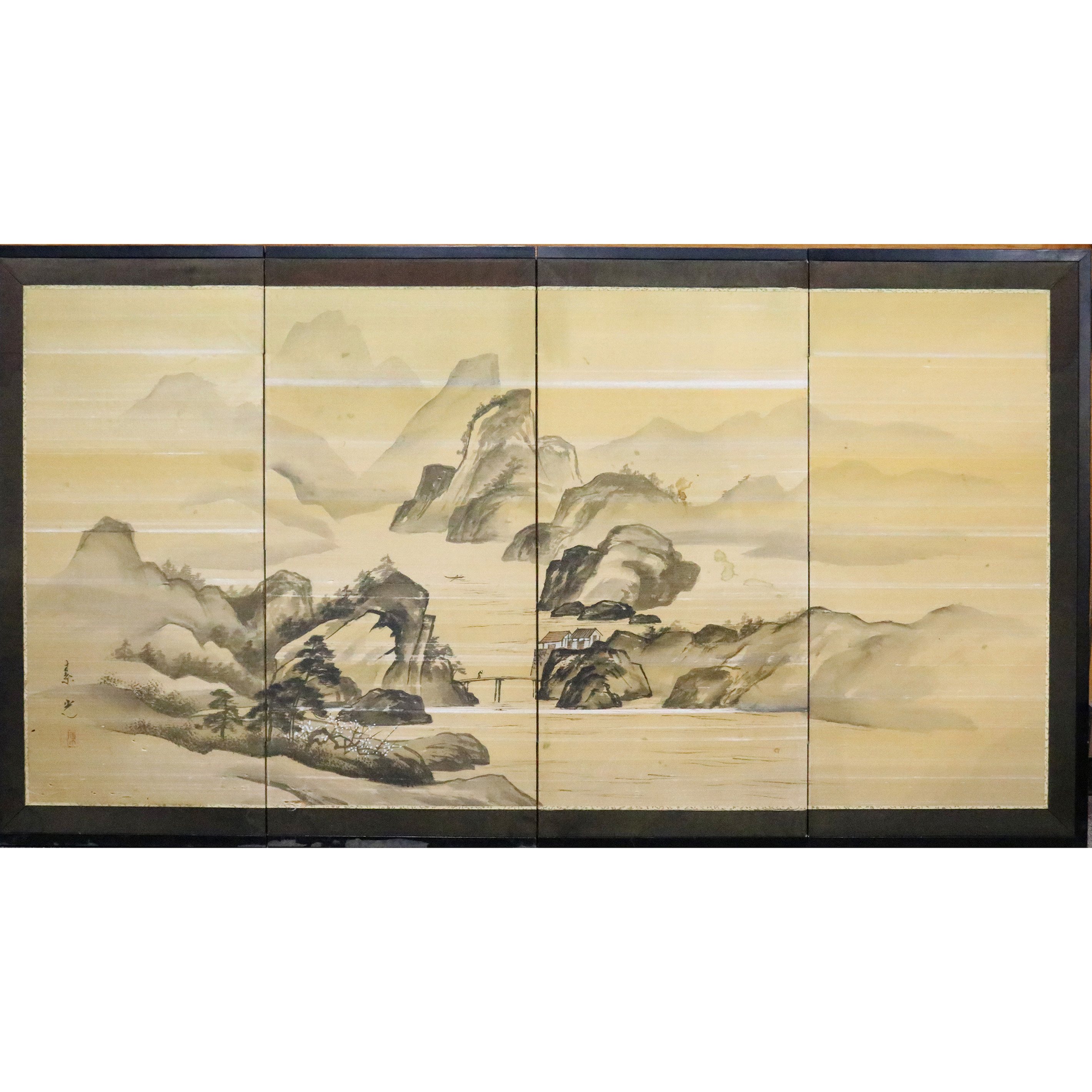 JAPANESE FOUR PANEL FOLDING SCREEN 3a4ab2
