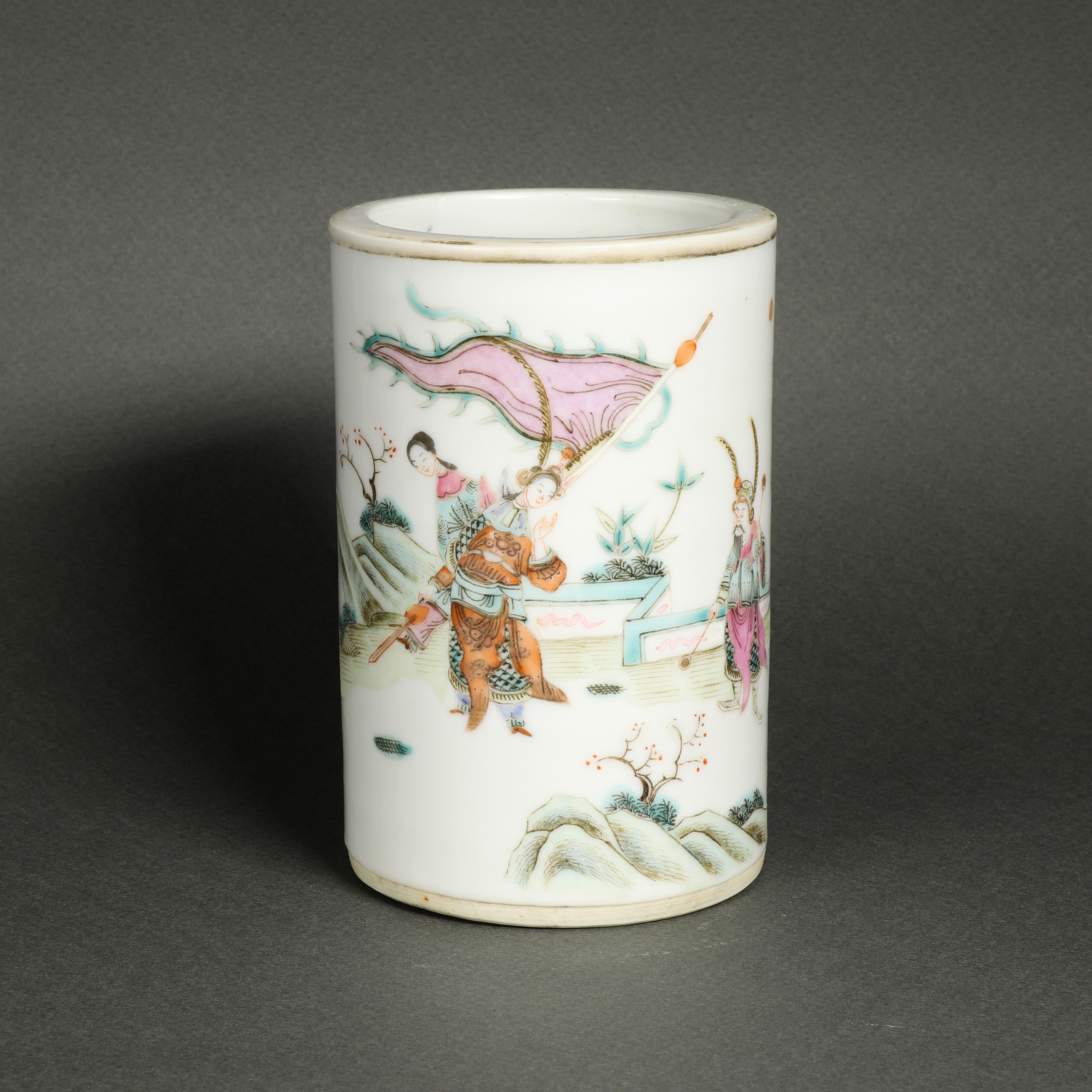 CHINESE FAMILLE ROSE BRUSH POT