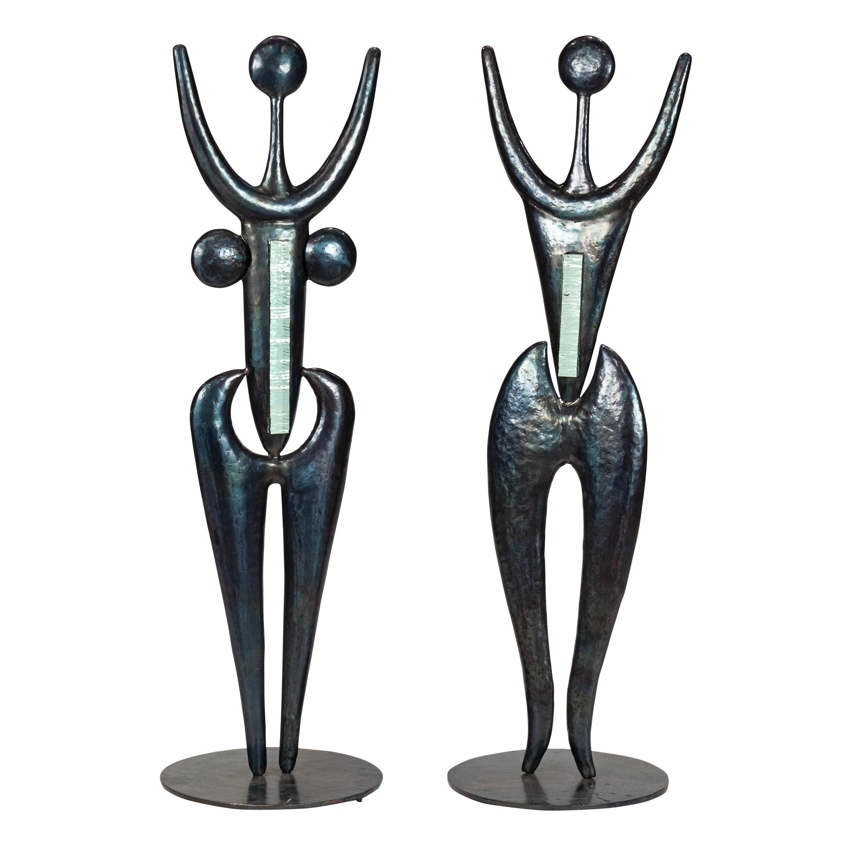 AMERICAN SCHOOL SCULPTURES, PAIR