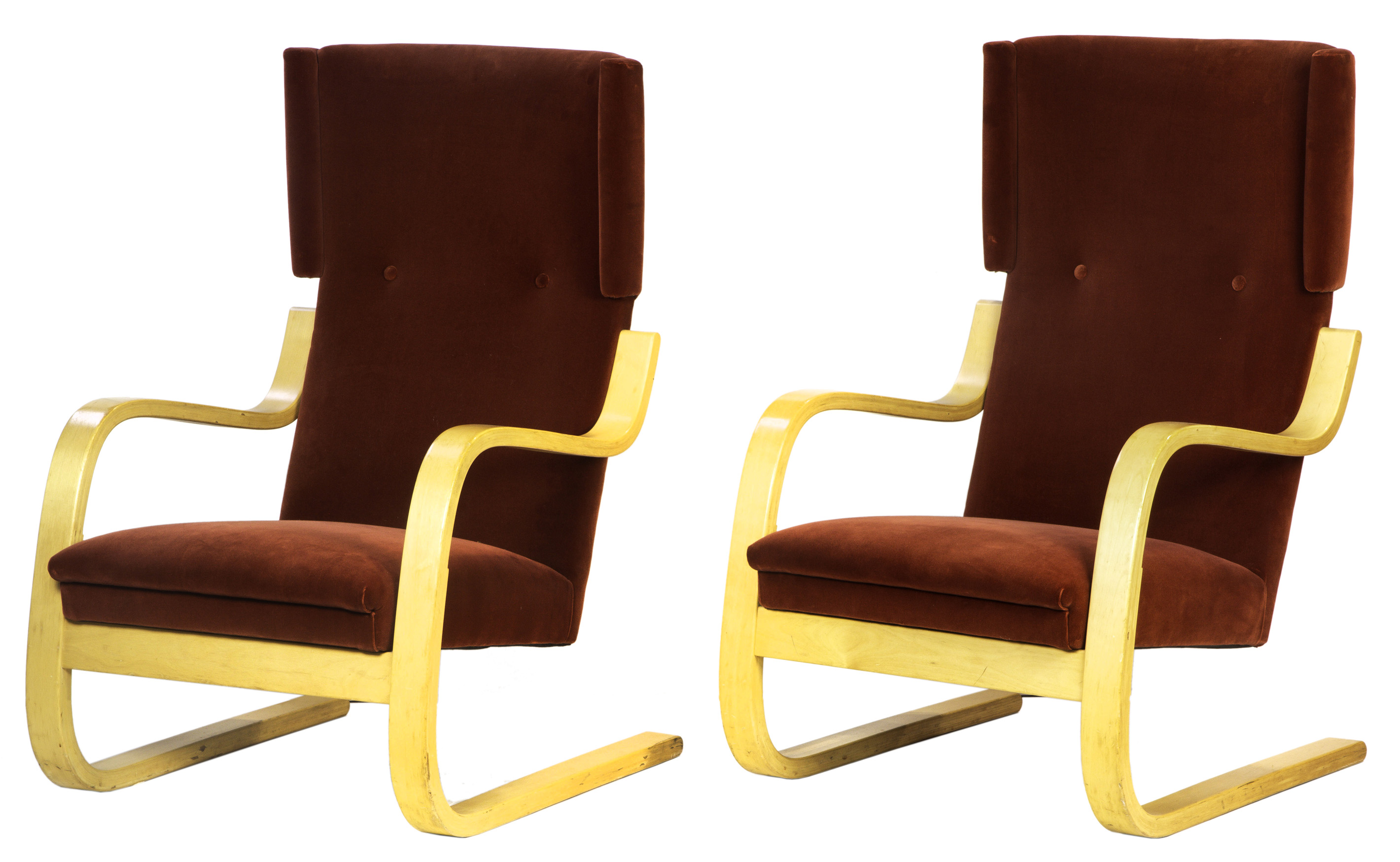 ALVAR AALTO CANTILEVERED ARMCHAIRS,