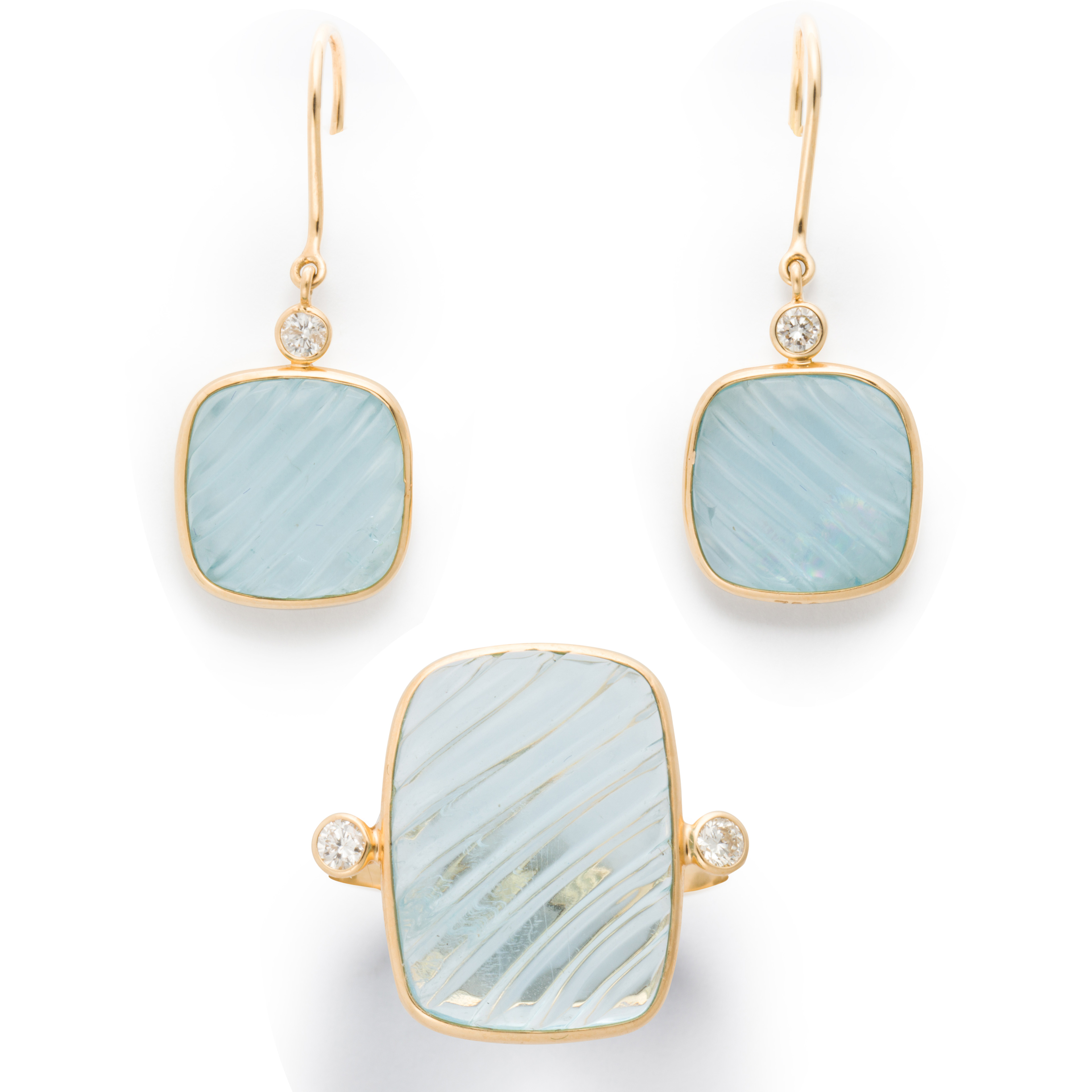 A PAIR OF AQUAMARINE AND EIGHTEEN