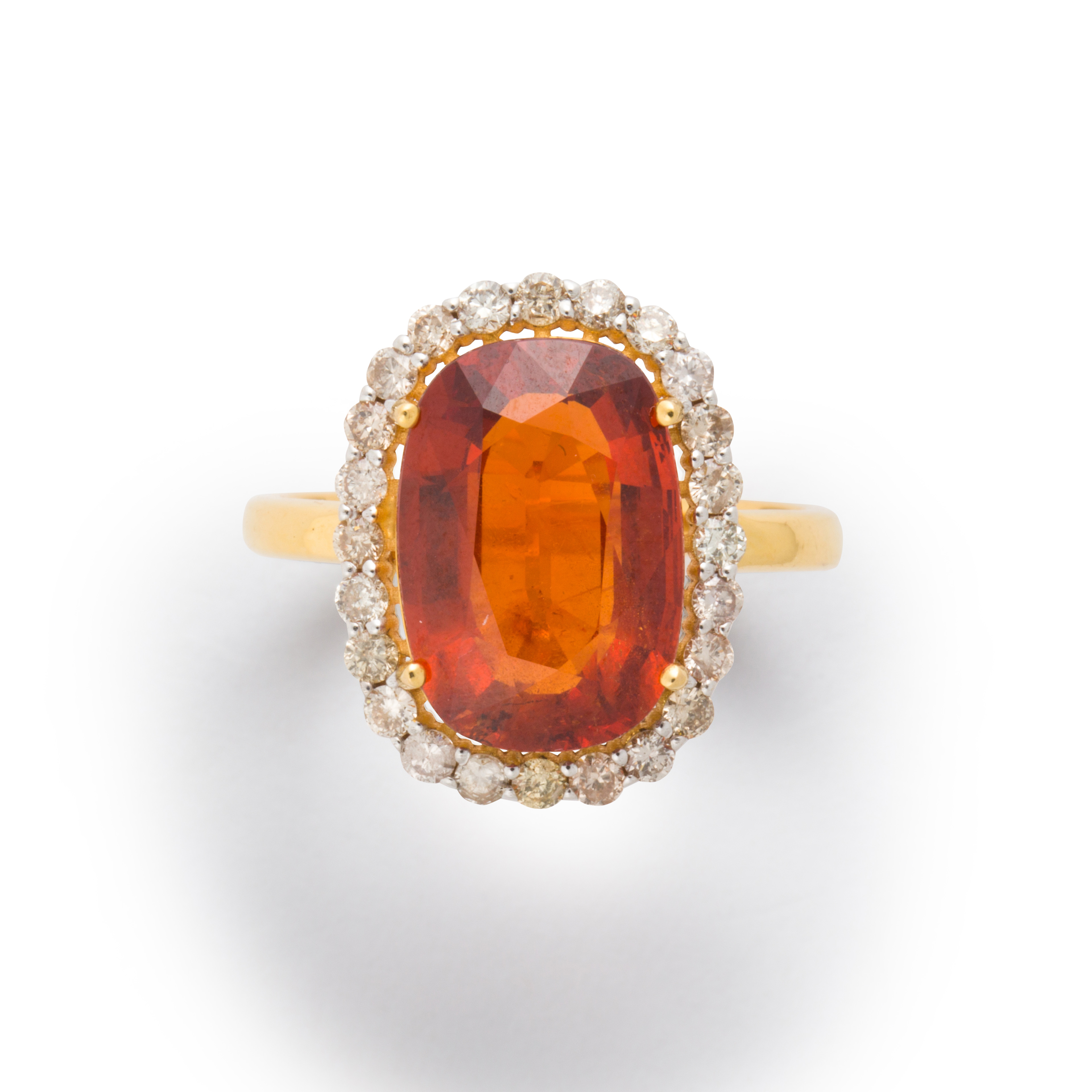 A SPESSARTINE GARNET, DIAMOND AND