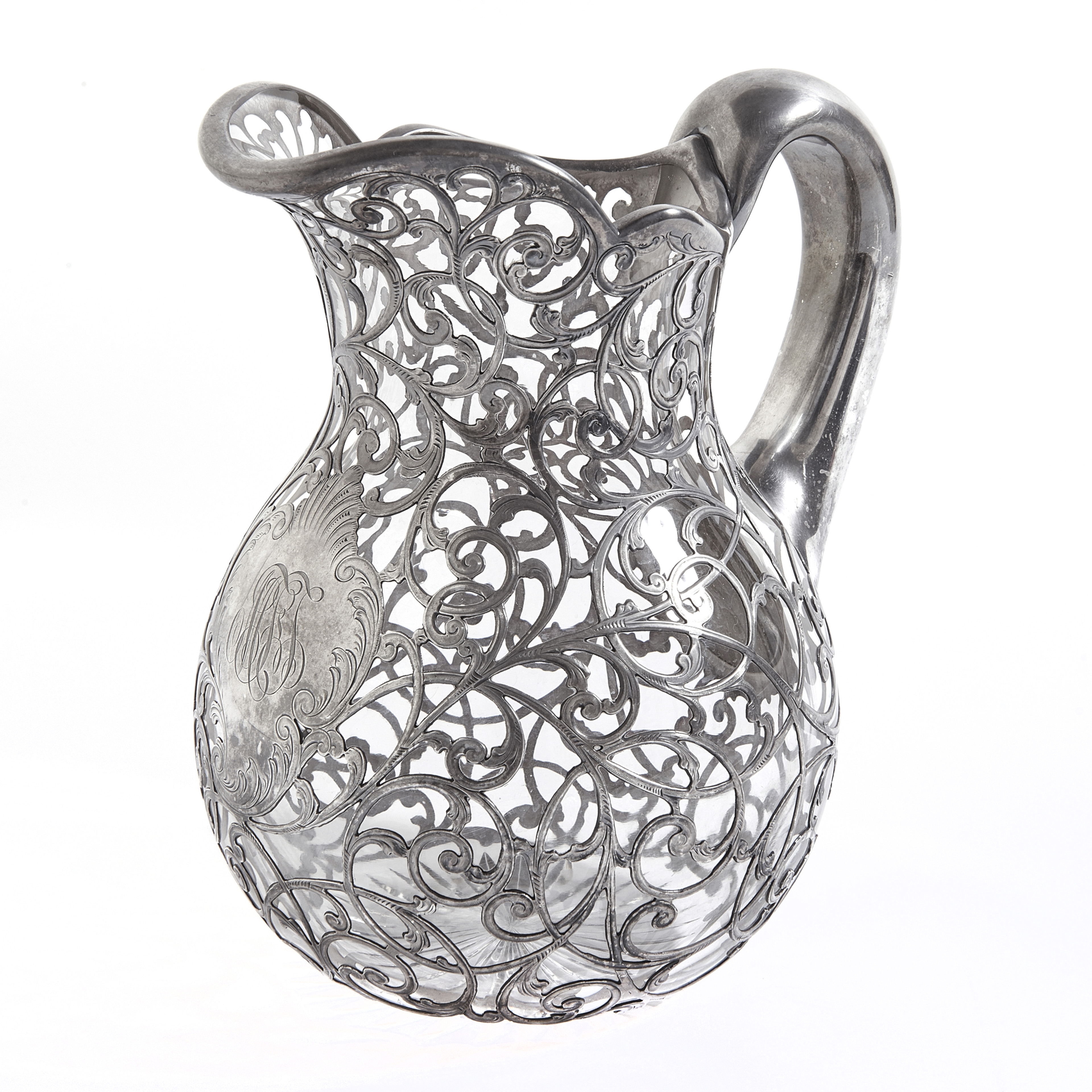 AN ART NOUVEAU STERLING OVERLAY WATER