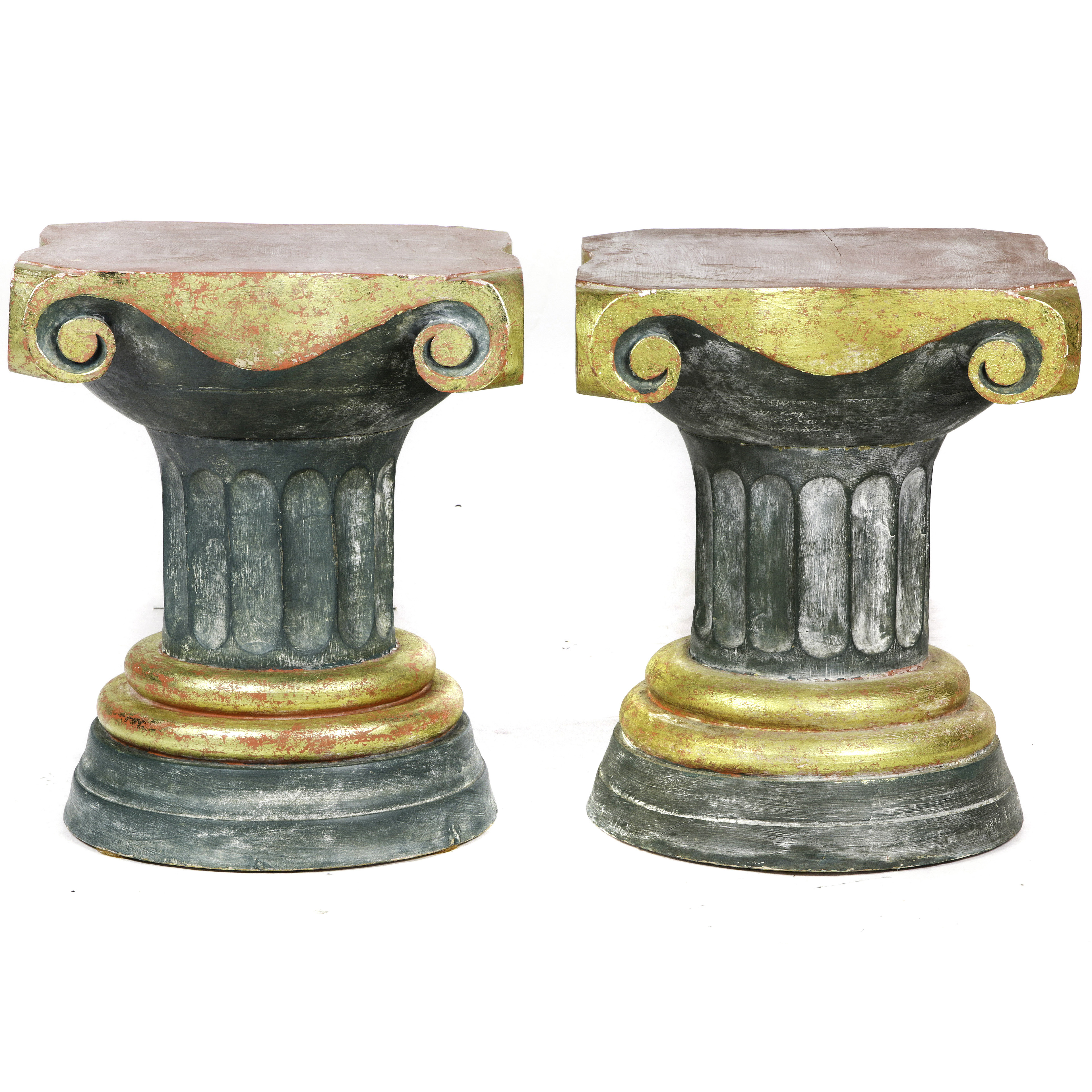 A PAIR OF POLYCHROME DECORATED