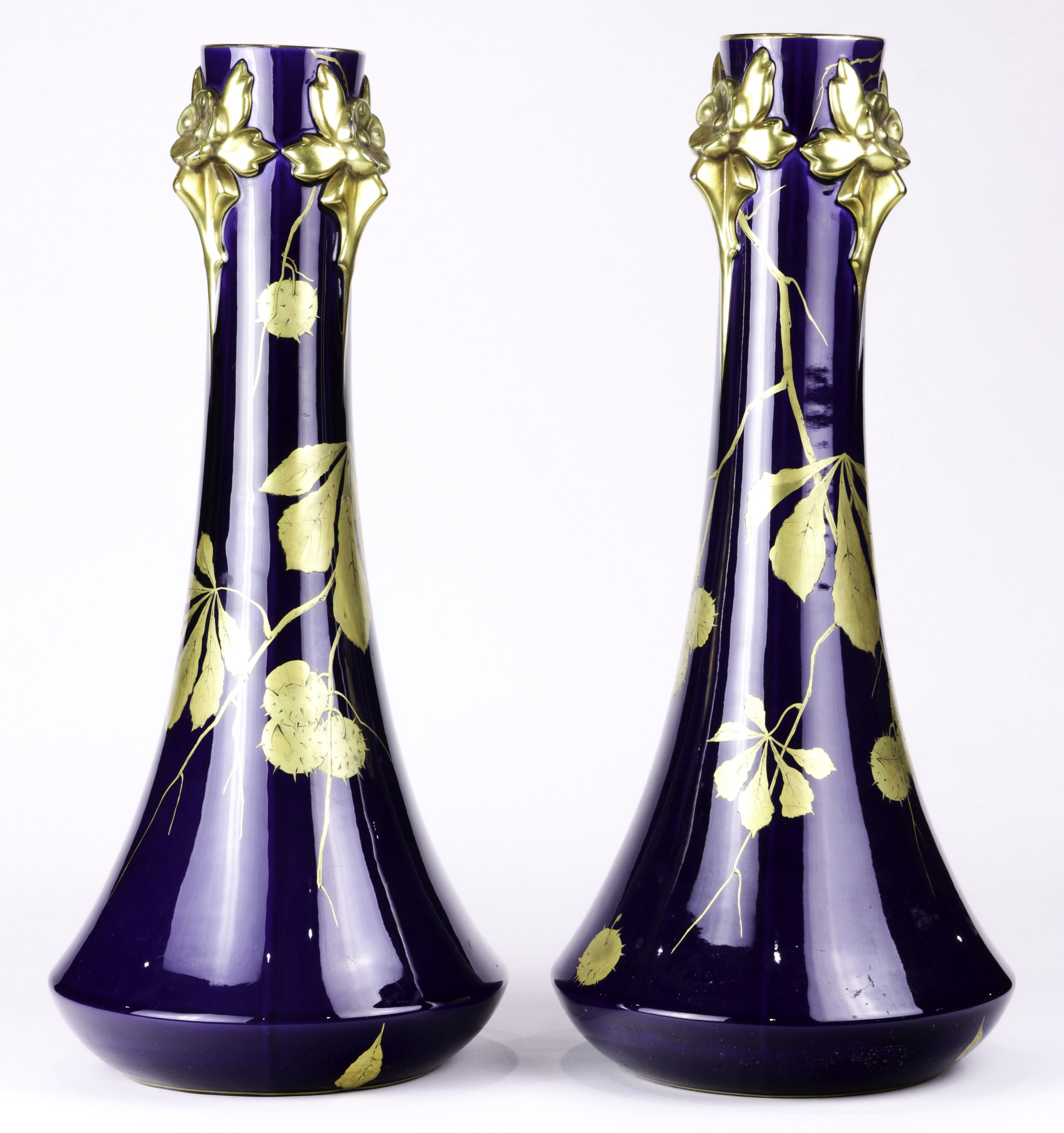 PAIR OF FRENCH ART NOUVEAU COBALT 3a4c9e