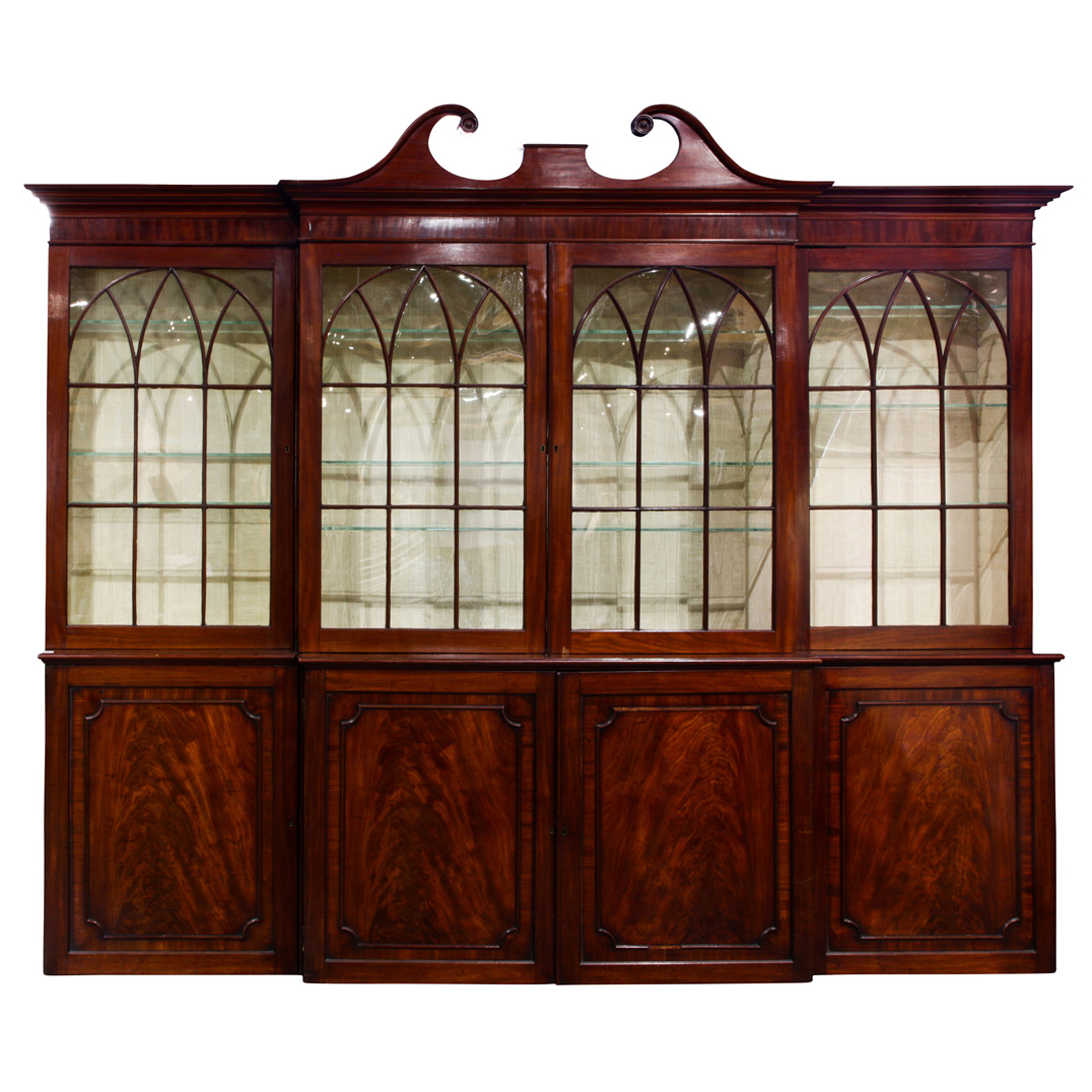 GEORGE III MAHOGANY BREAKFRONT CABINET