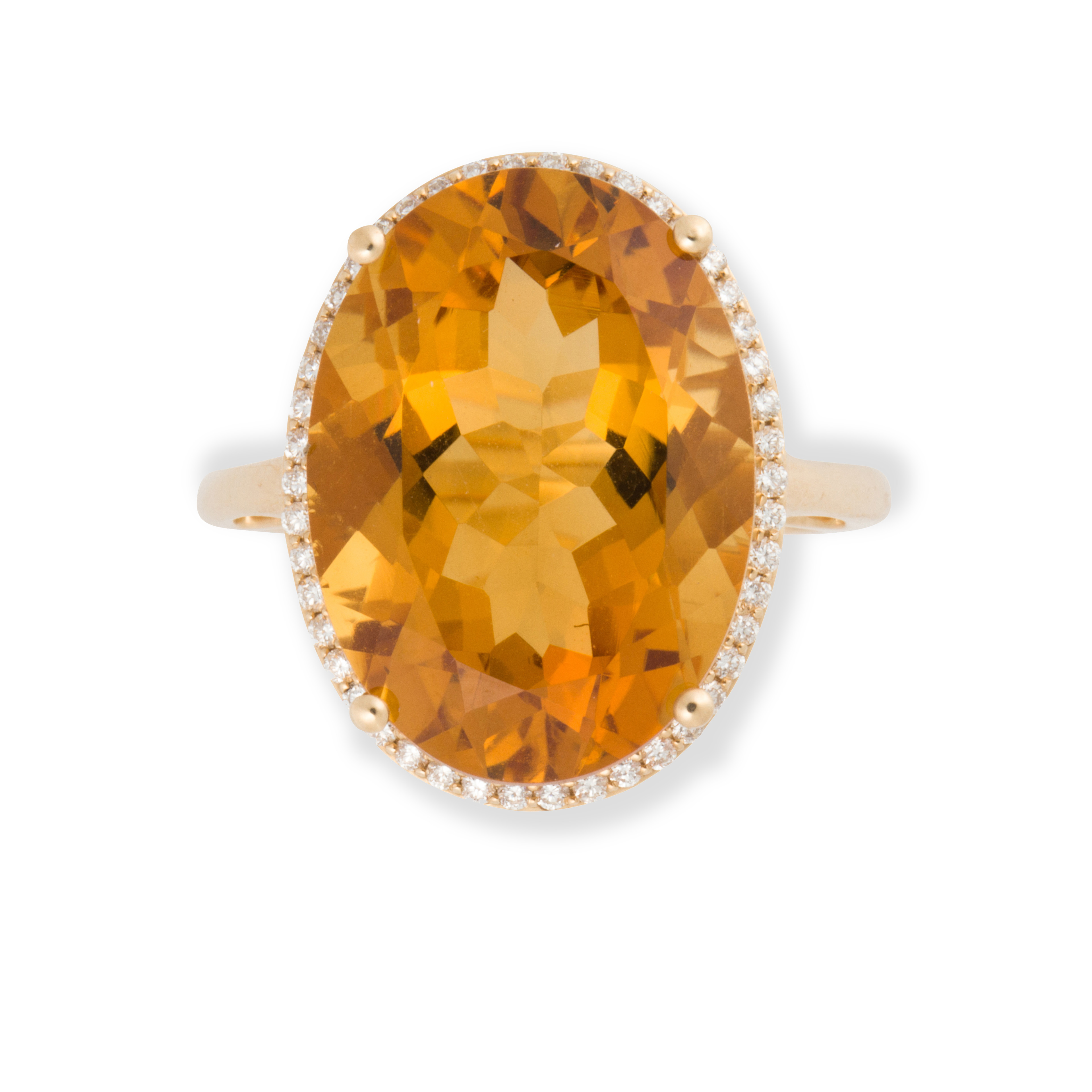 A CITRINE, DIAMOND AND FOURTEEN