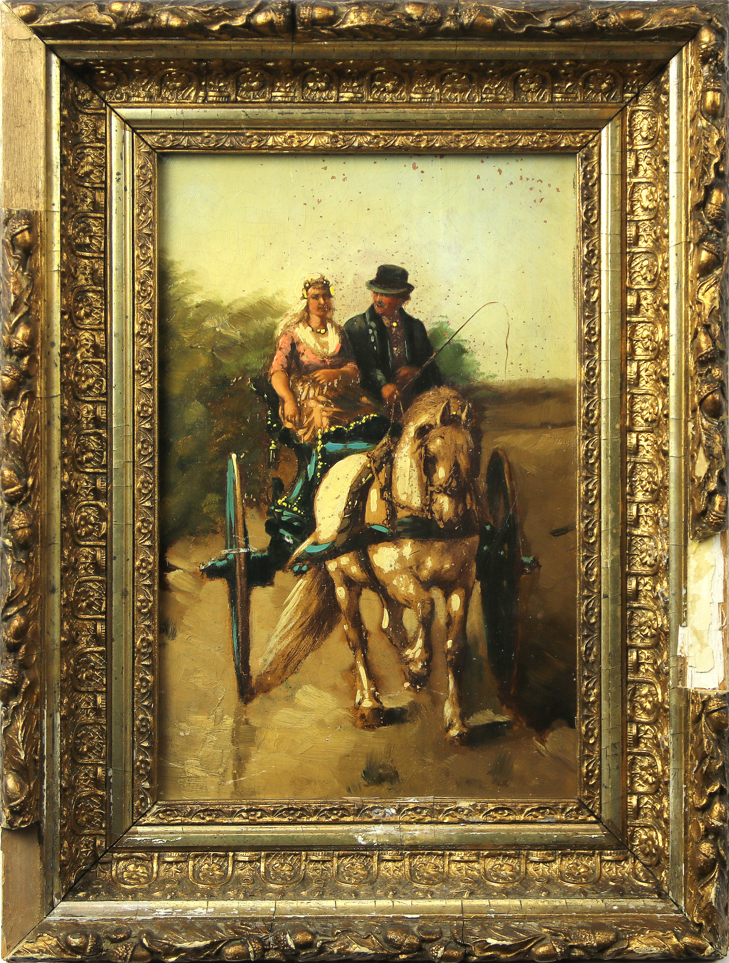 MIXED MEDIA, COUPLE IN A HORSE