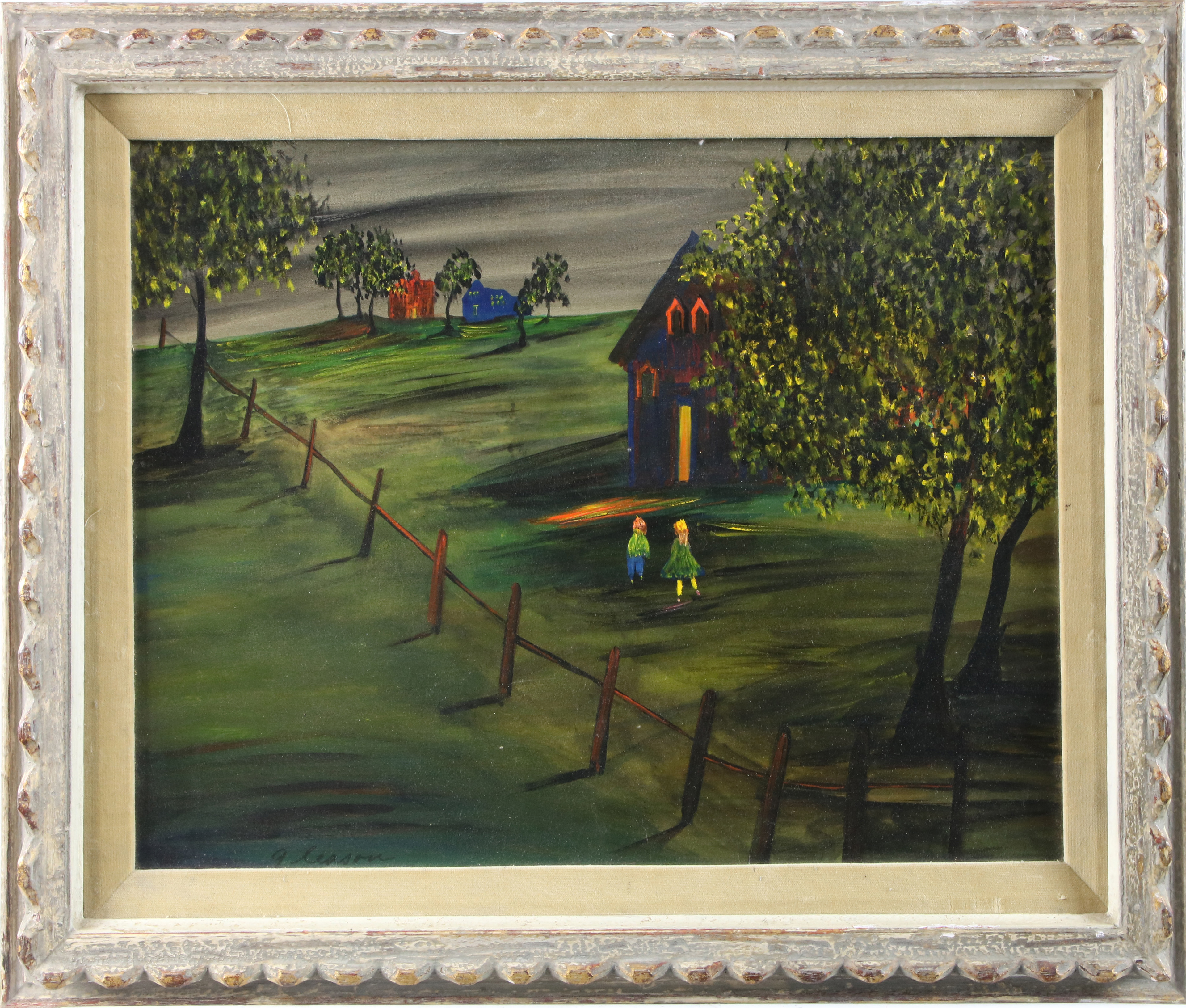 PAINTING CHILDREN GOING HOME American 3a4e57