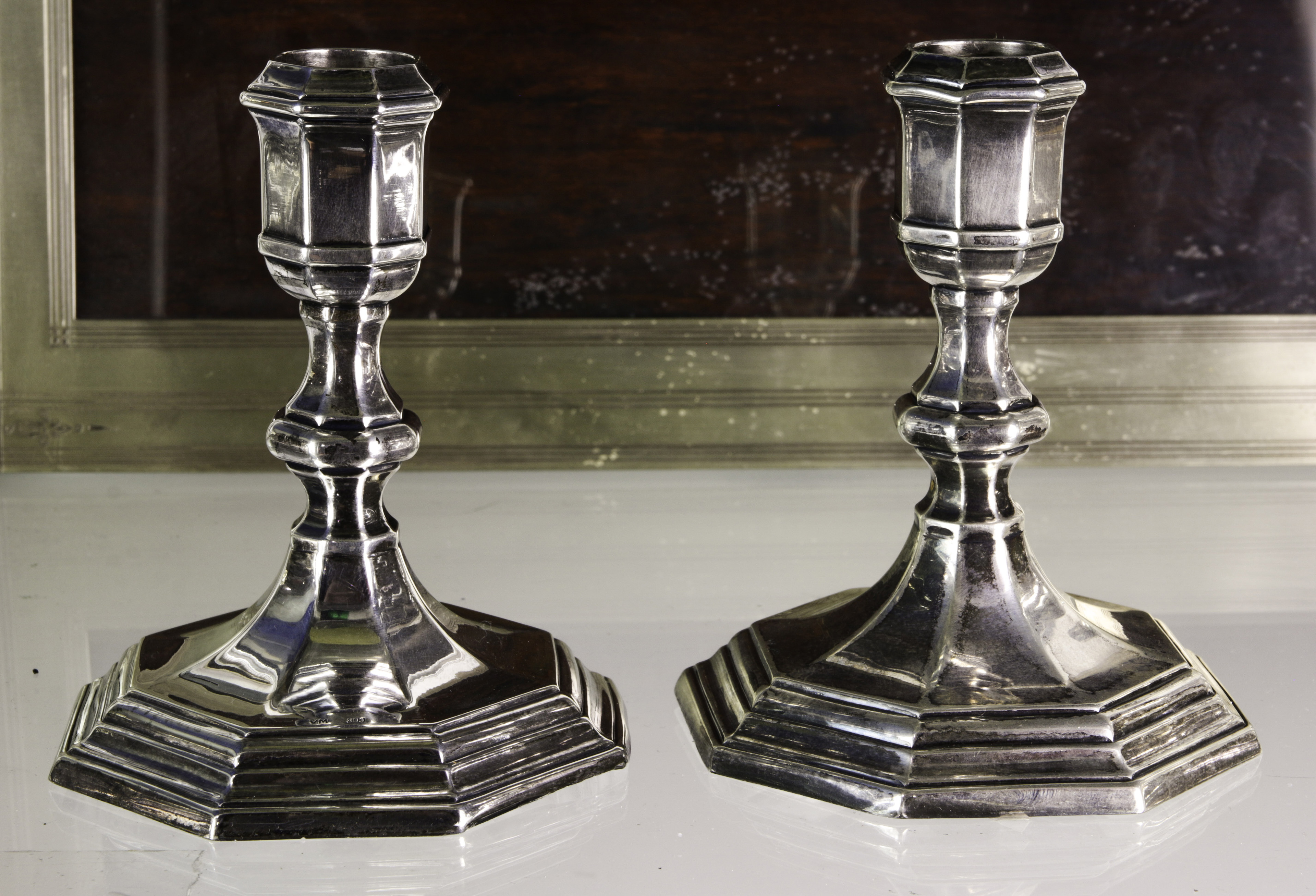 PAIR OF 900 SILVER CANDLE HOLDERS 3a4ee1