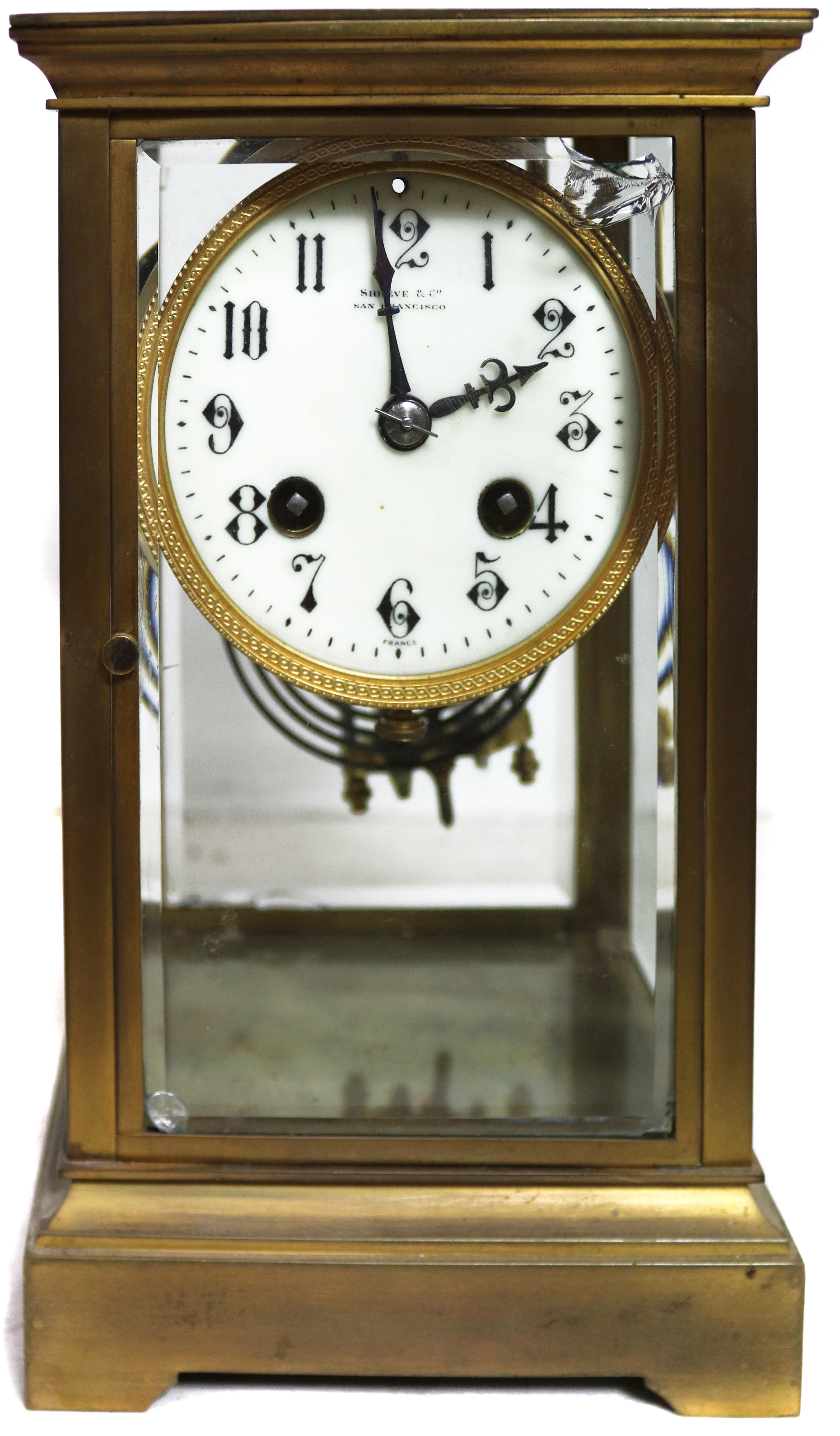 FRENCH ANNIVERSARY BEVELLED CASED CLOCK