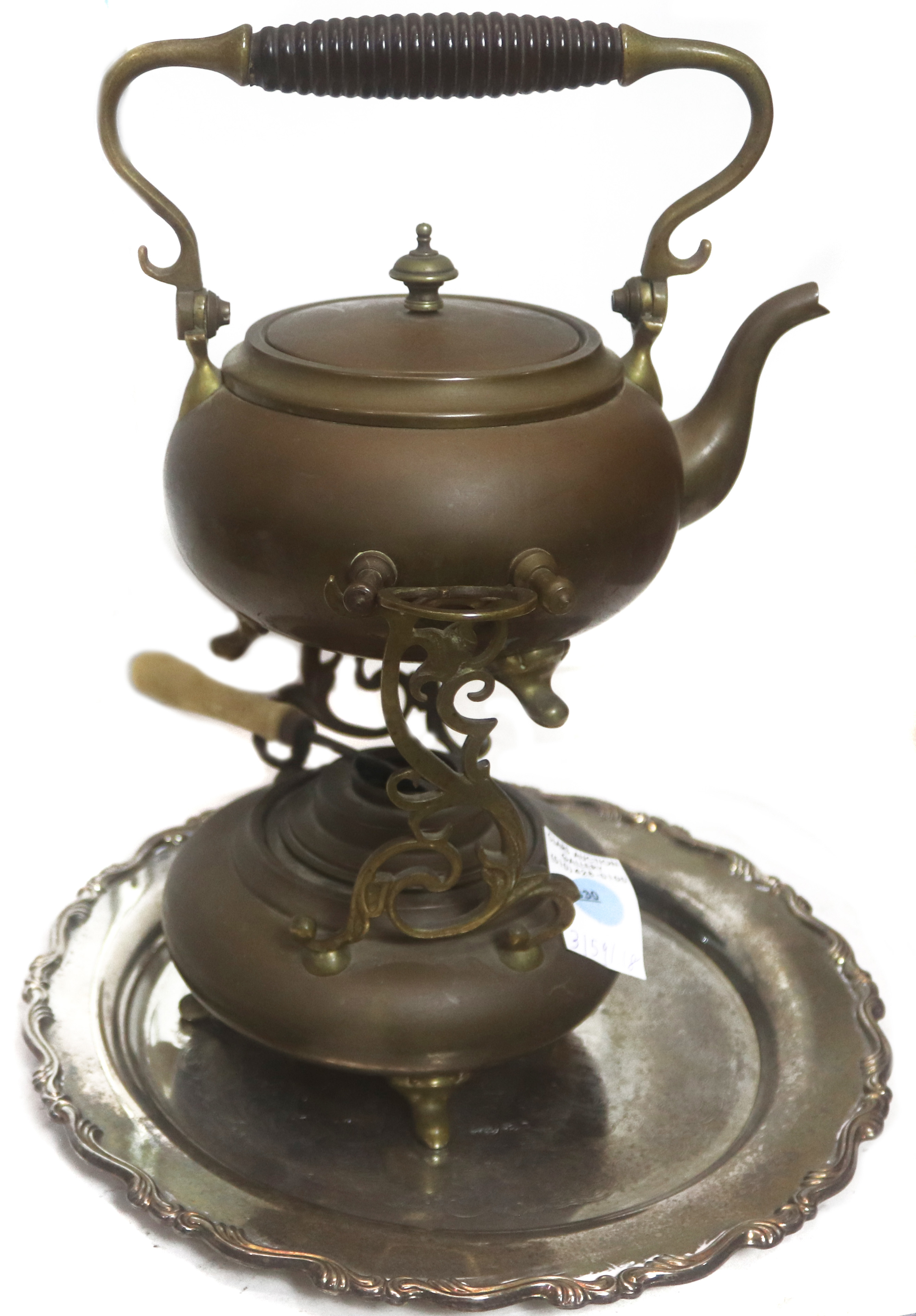 VICTORIAN BRASS KETTLE ON STAND 3a4f1b
