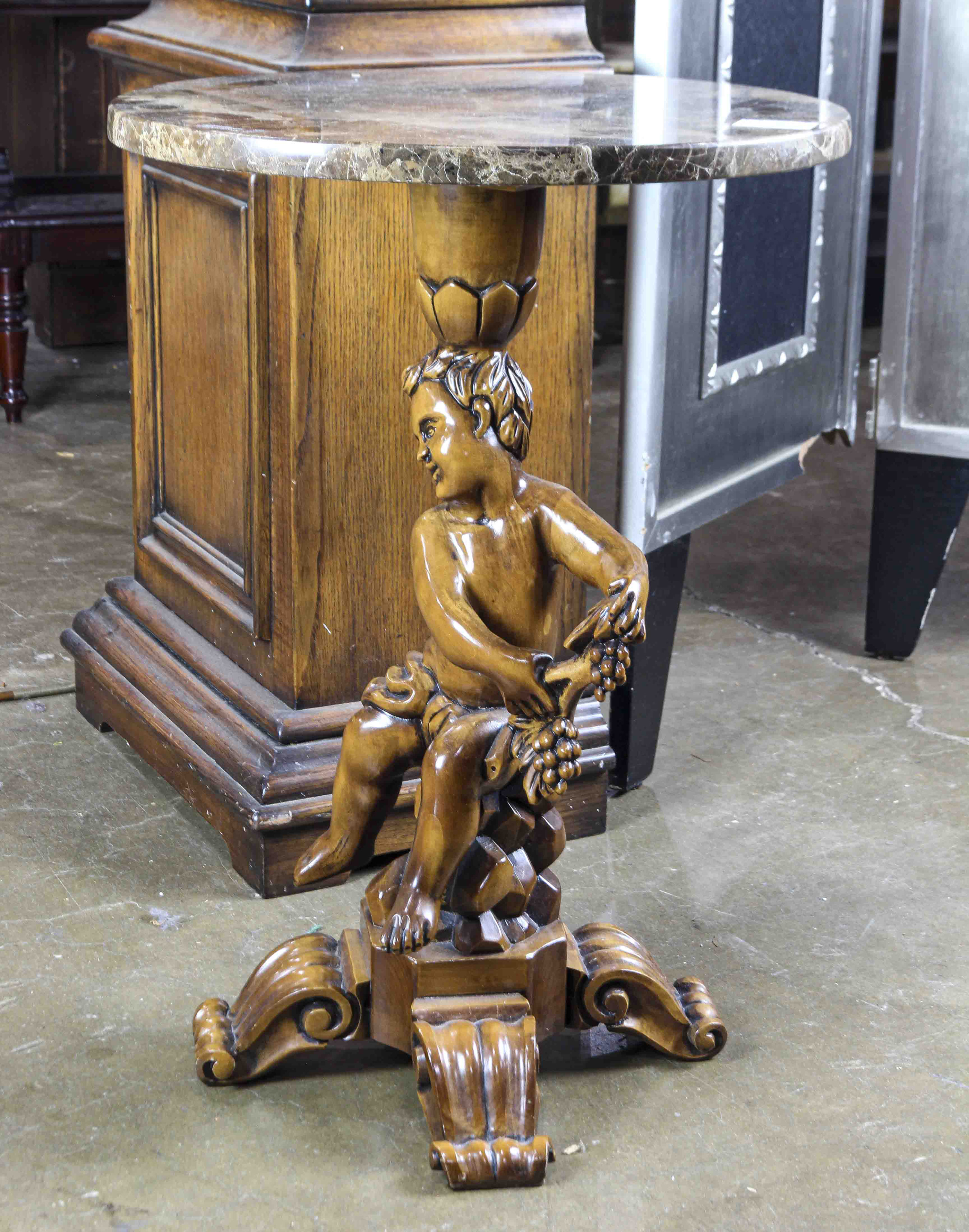 A MARBLE TOP OCCASIONAL TABLE IN