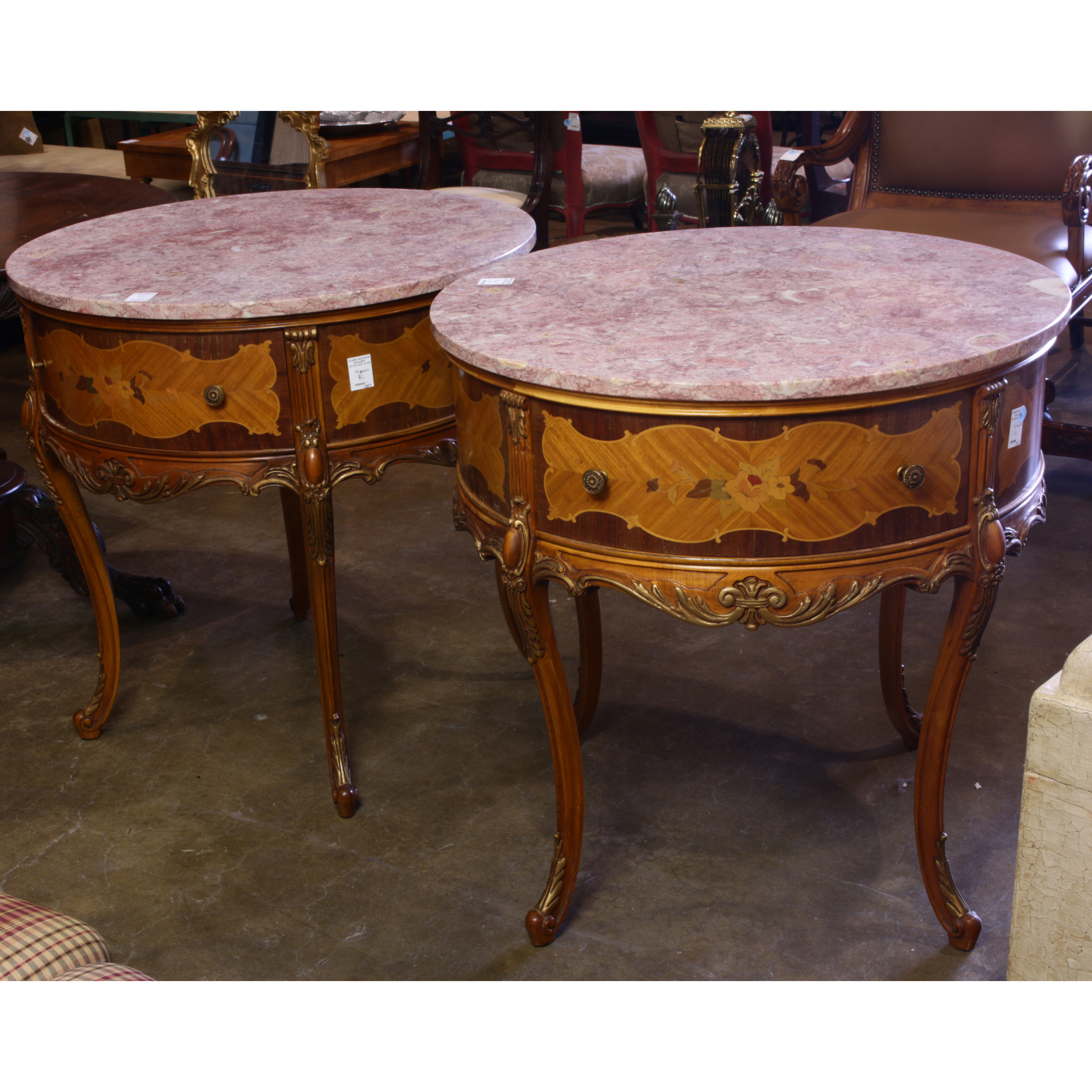 PAIR OF LOUIS XV STYLE MARBLE TOP