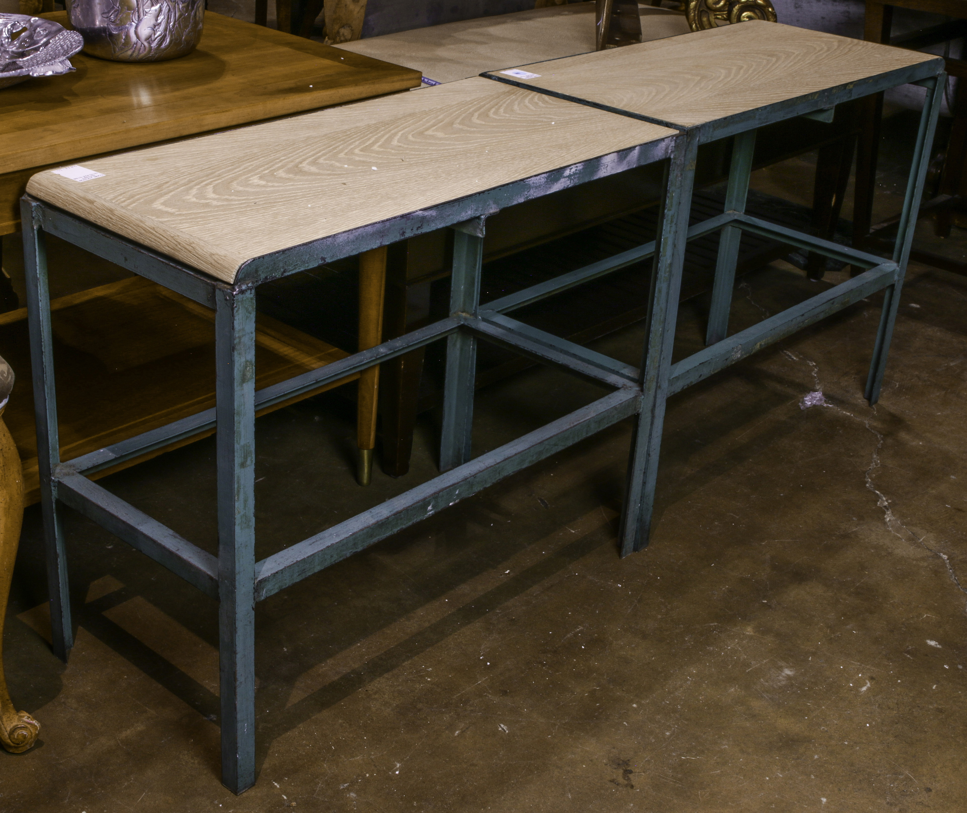 PAIR OF INDUSTRIAL TABLES, 22 1/2"H