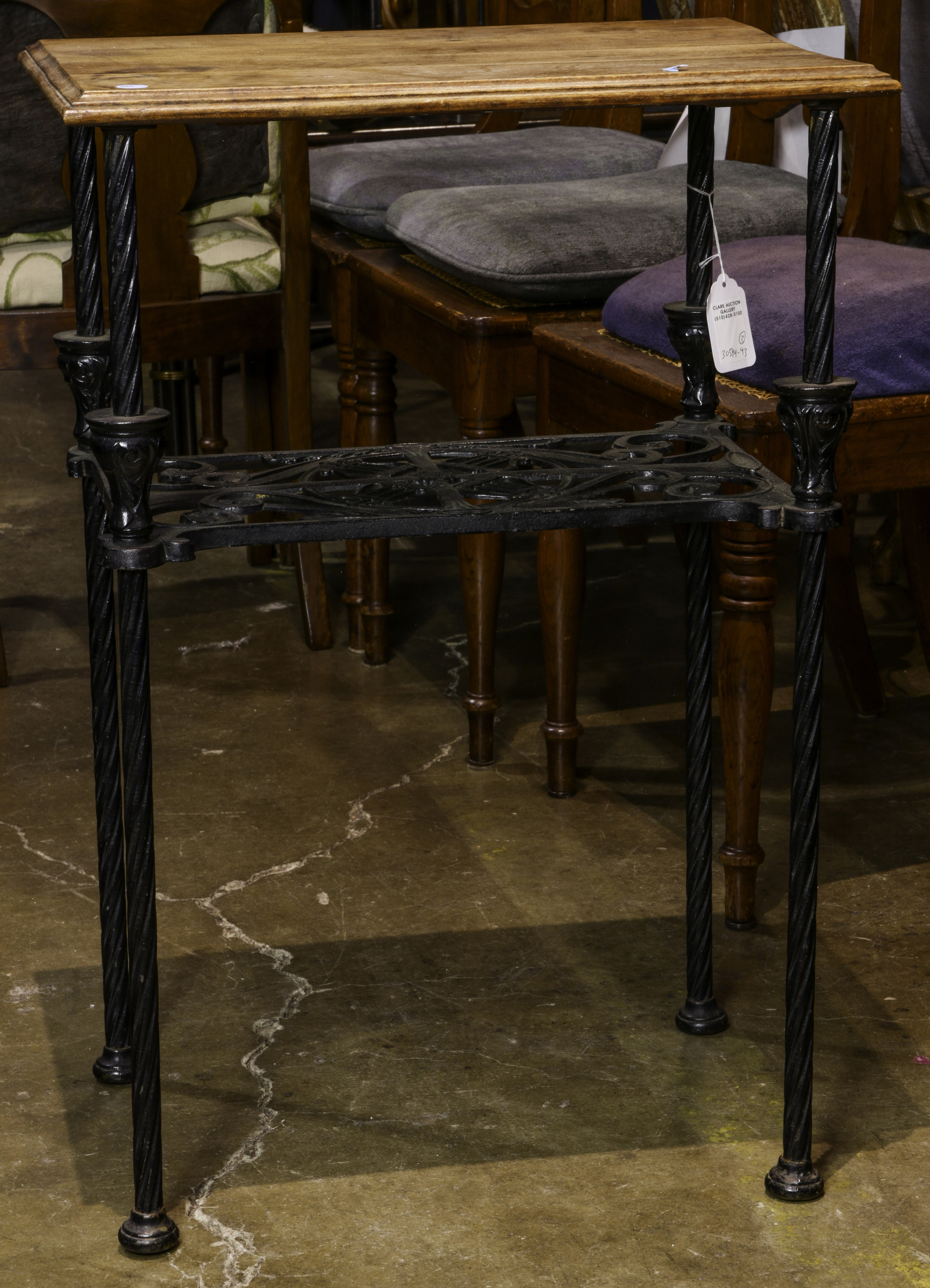 WROUGHT IRON AND WOOD OCCASIONAL TABLE