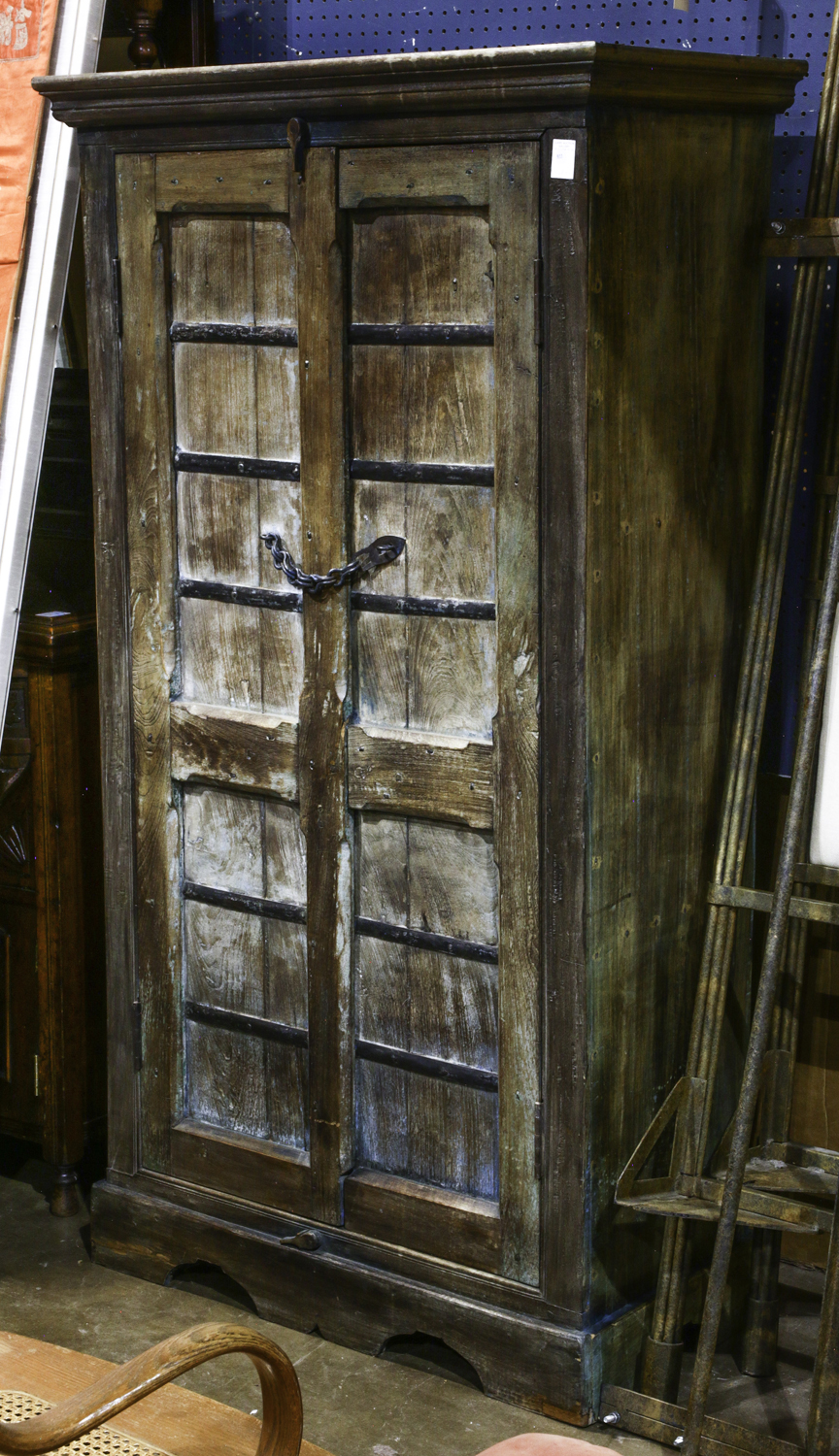 A RUSTIC PARTIAL PAINTED ARMOIRE