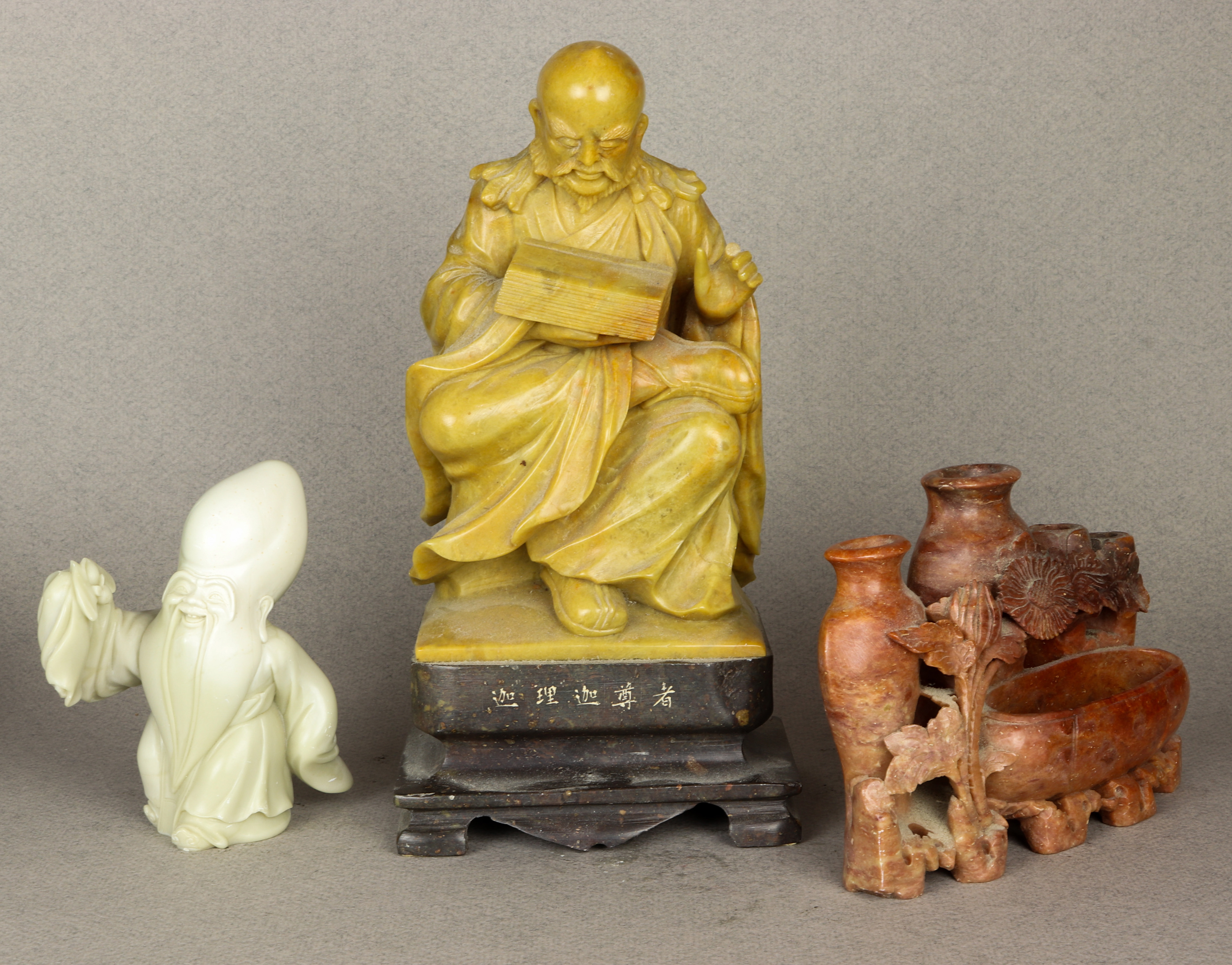 (LOT OF 3) CHINESE SOAPSTONE CARVINGS