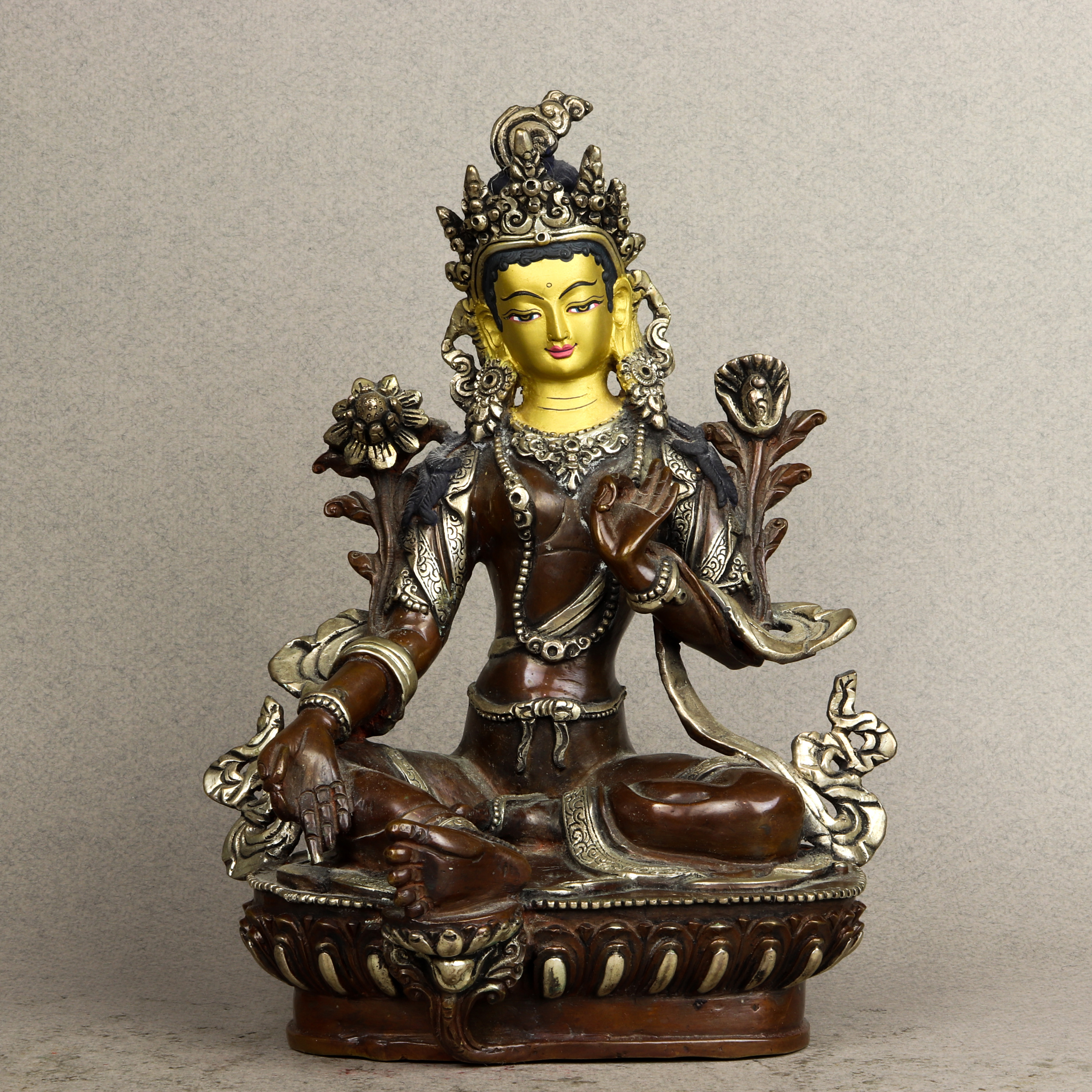 TIBETAN MIXED METAL SEATED BODHISATTVA