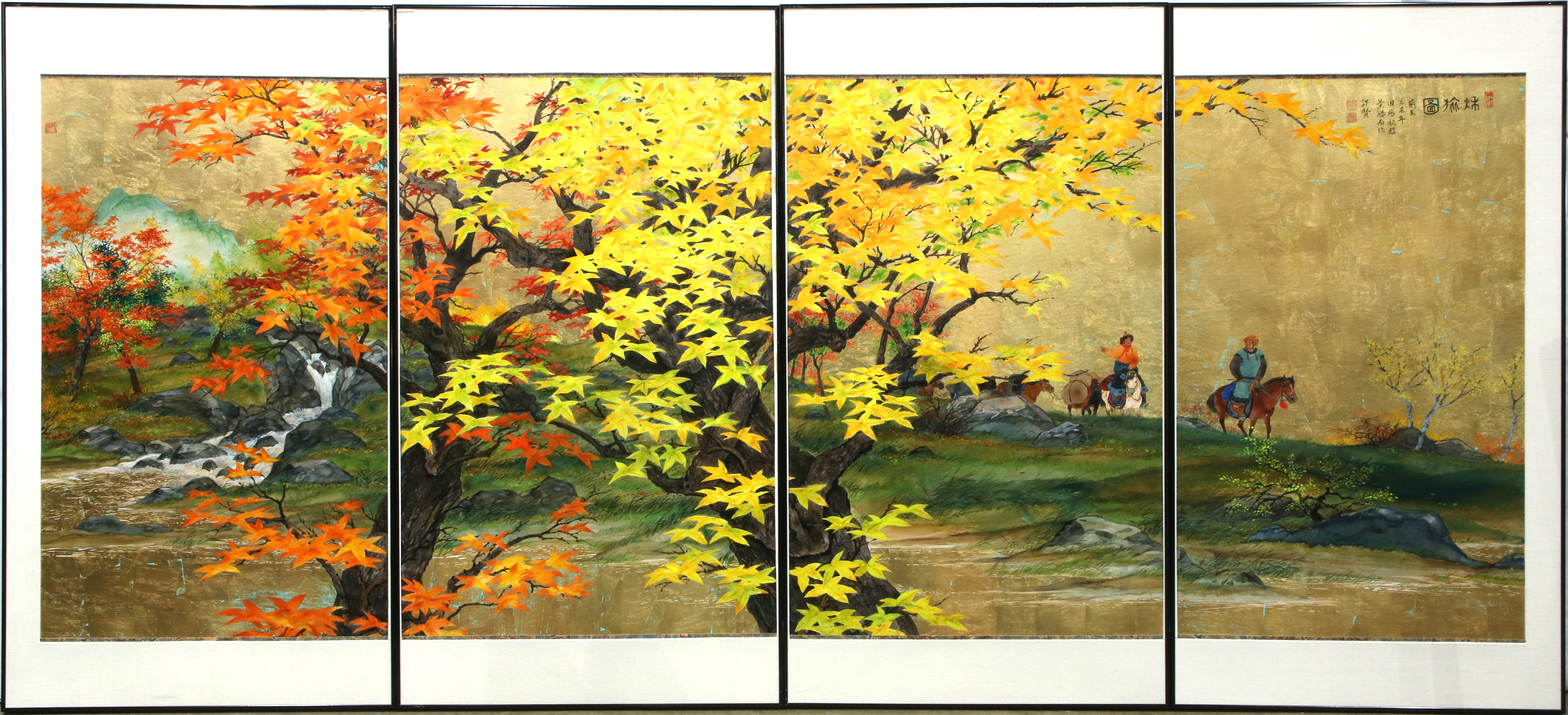 CHINESE FOUR-PANEL WALL HANGINGS,