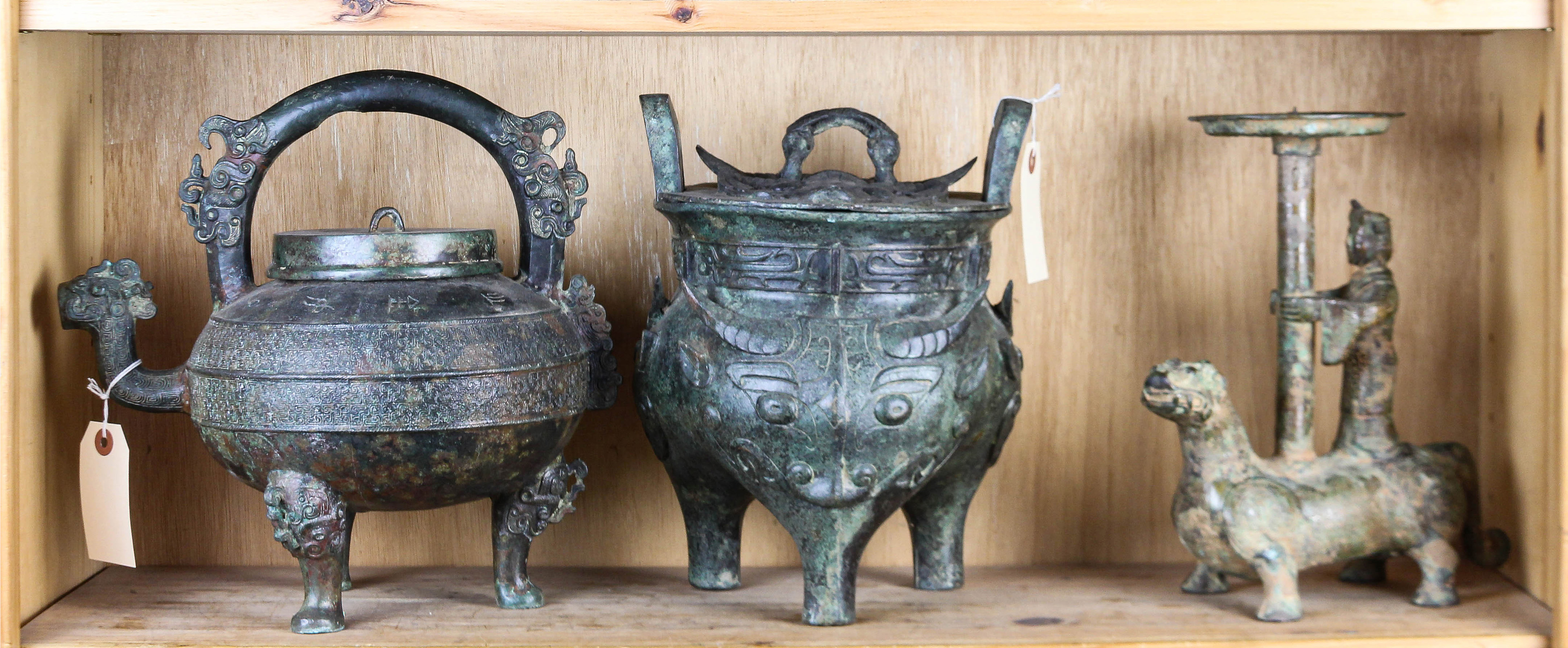 (LOT OF 3) CHINESE ARCHAISTIC BRONZE