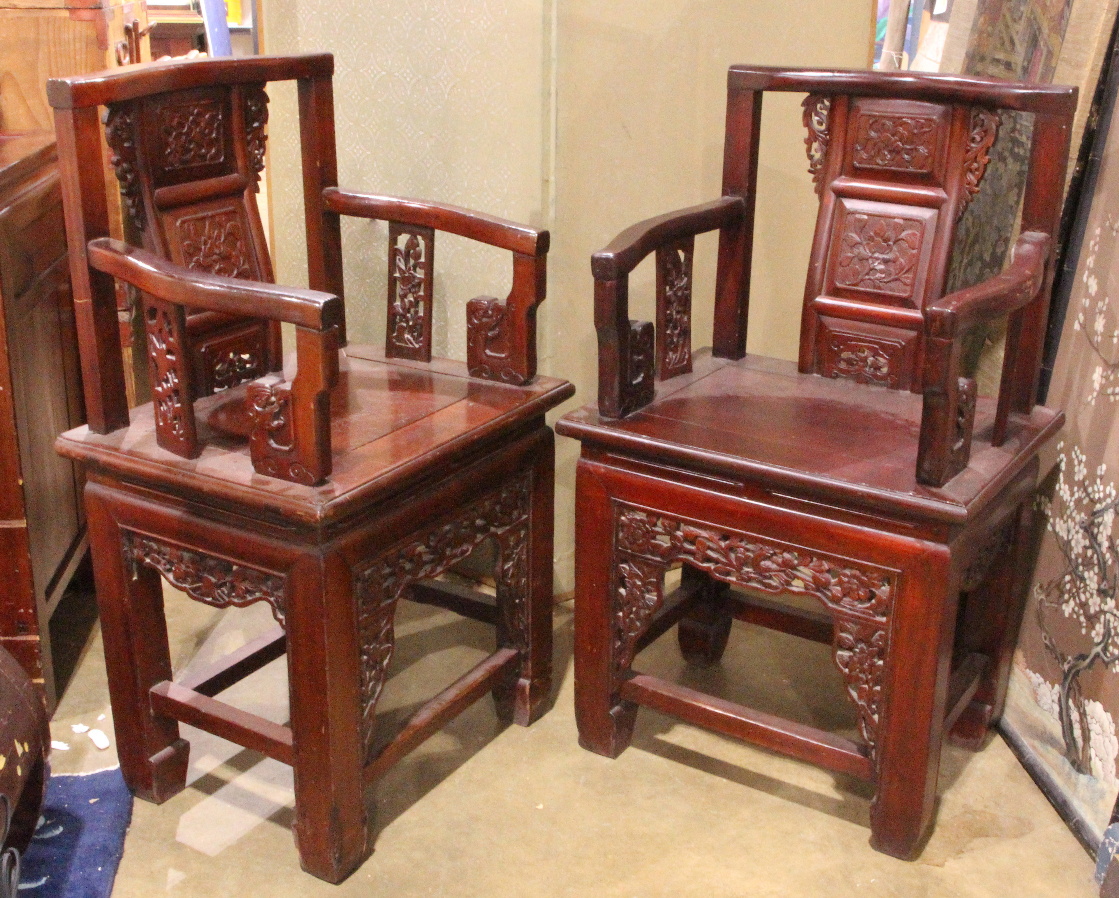 PAIR OF CHINESE HARDWOOD ARMCHAIRS 3a50ab