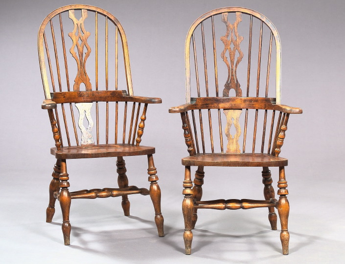 Pair of Windsor-Style English Elmwood