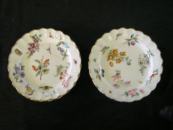 Set of Four Worcester Floral-Polychromed