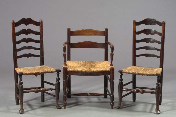 Pair of Early Queen Anne Rush Seat 3a5146