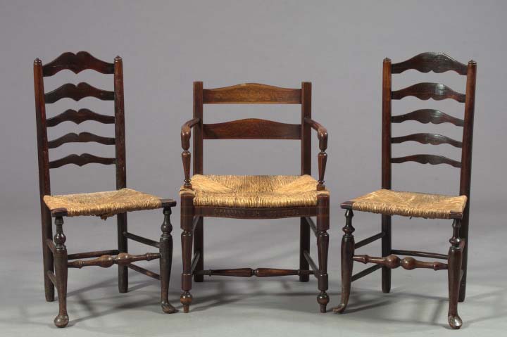 Pair of Early Queen Anne Rush-Seat