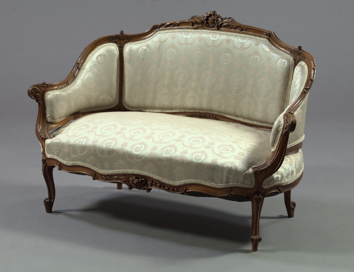 French Fruitwood Upholstered Settee,