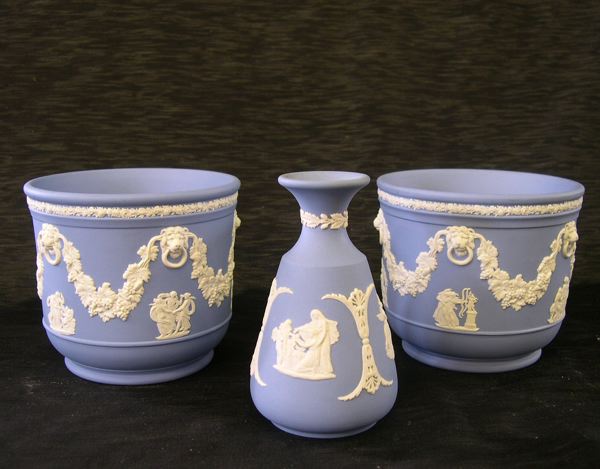 Group of Three Pieces of Blue Wedgwood,