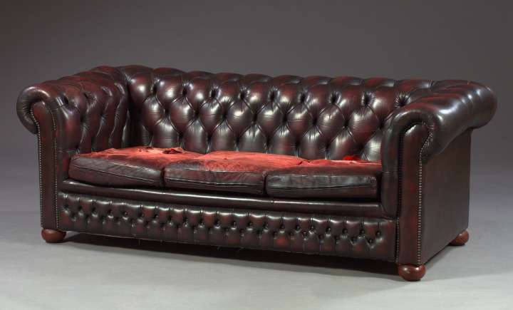 Victorian-Style Tufted Oxblood Leather