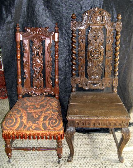 Two Victorian Carved Chairs,  one