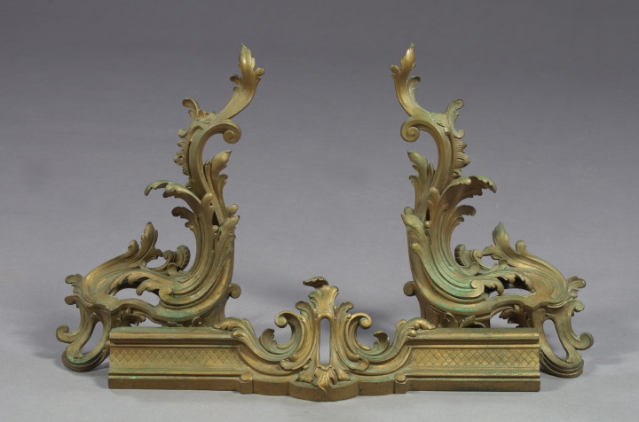 Large Pair of Gilded Brass Chenets  3a5223