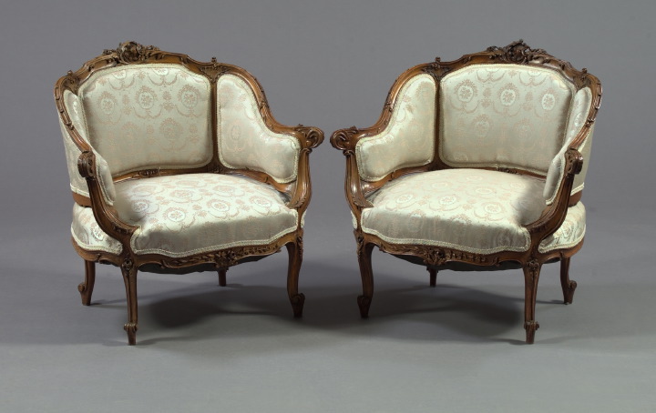 Pair of French Fruitwood Upholstered 3a5224