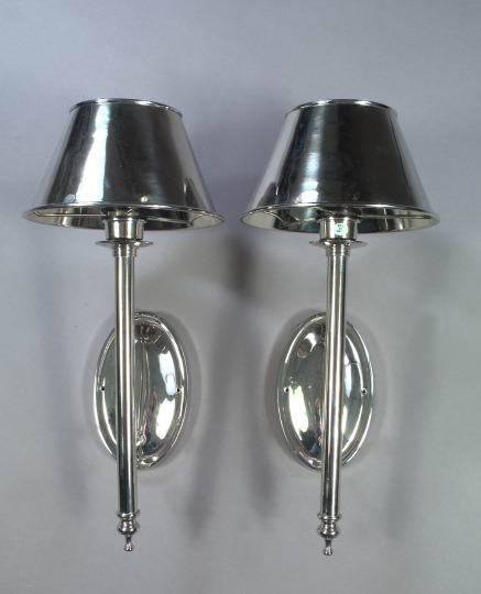 Large Pair of French Silvered Brass