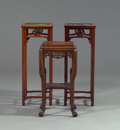 Pair of Asian Mahogany Plant Stands  3a5276